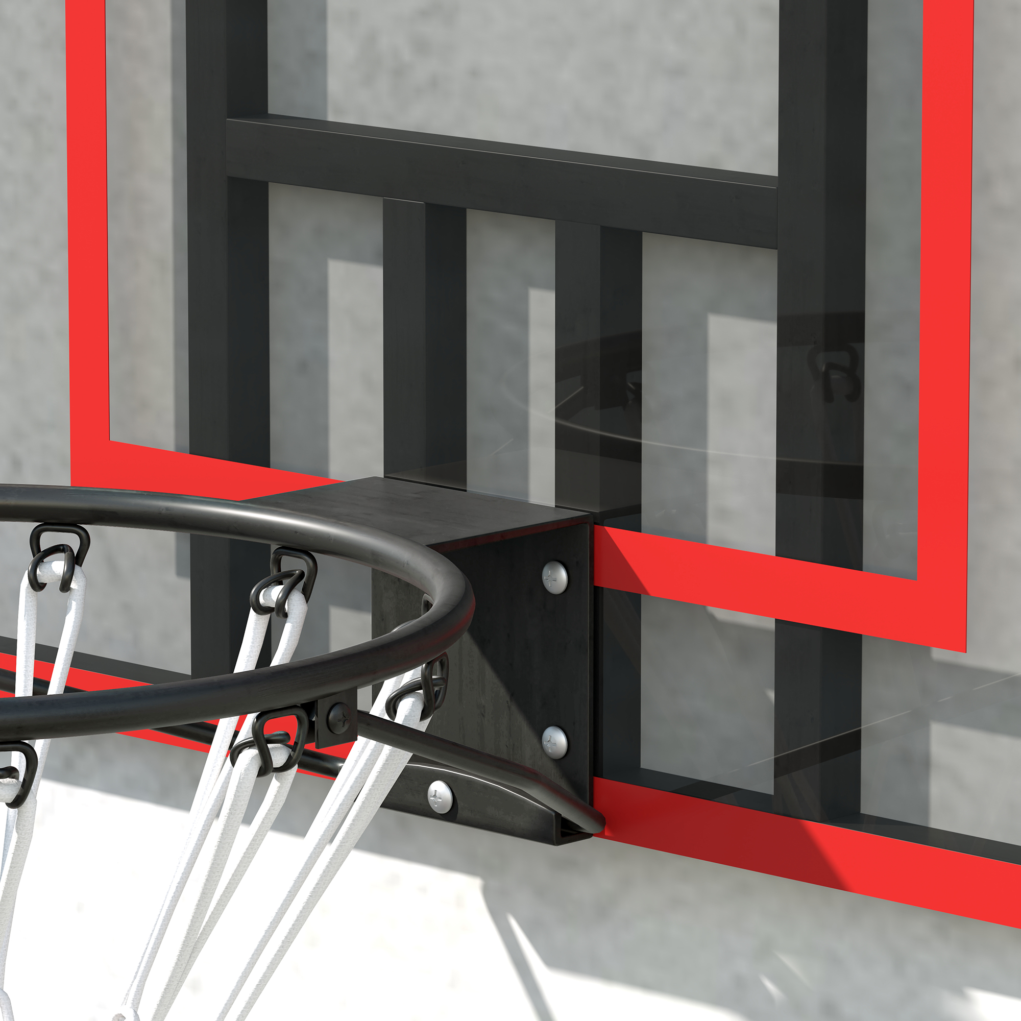 Basketballkorb für Wandmontage, Innen/Außen, robuste PC-Rückwand, Nylonnetz, Stahlring, 113x61x73 cm