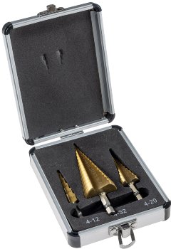 Stufenbohrersatz 3-teilig, 10mm Schaft, 4-12mm / 4-20mm/ 4-32mm