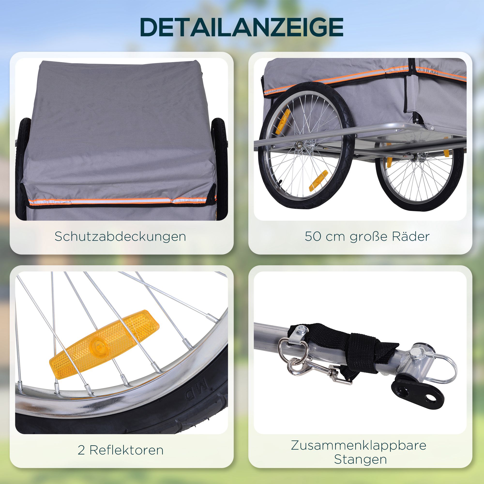 Fahrradanhänger Klappbar Lastenanhänger mit Kupplung,Transportwagen bis 40 kg belastbar, Transportanhänger Anhänger für Fahrrad Handwagen 140 x 88 x 60 cm