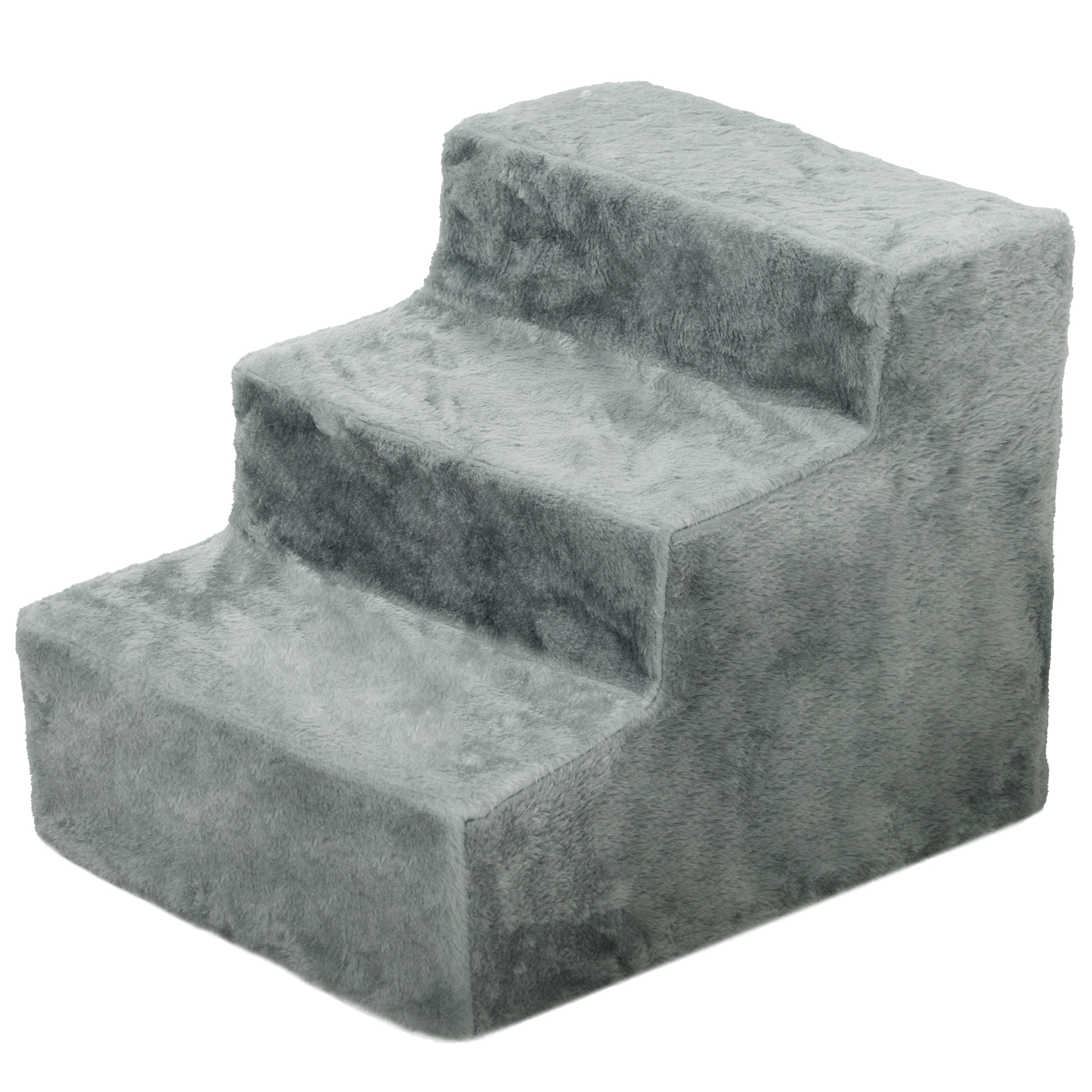 Faltbare Haustiertreppe, 3 Stufen, waschbarer Plüschbezug, Spanplatte, 46 x 35 x 35 cm, Hellgrau Faltbare Haustiertreppe, 3 Stufen, waschbarer Plüschbezug, Spanplatte, 46 x 35 x 35 cm, Hellgrau