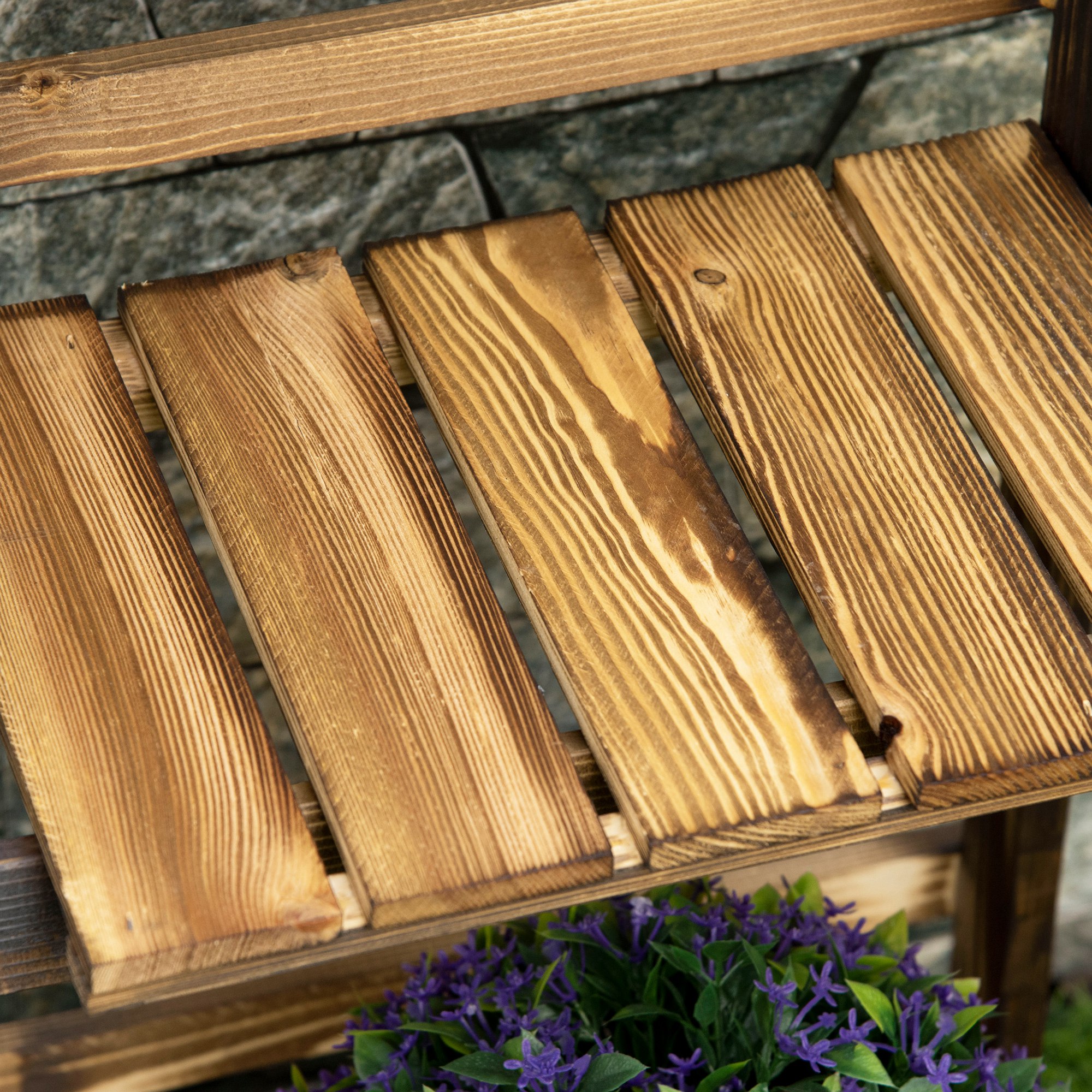 3-Etagen Pflanzenständer, klappbarer 93 cm hoch Blumenständer für Innen Außen, Pflanzenregal aus Holz, Blumentopfständer mit Tabletts, Blumentreppe für Wohnzimmer, Garten Balkon, Dunkelbraun