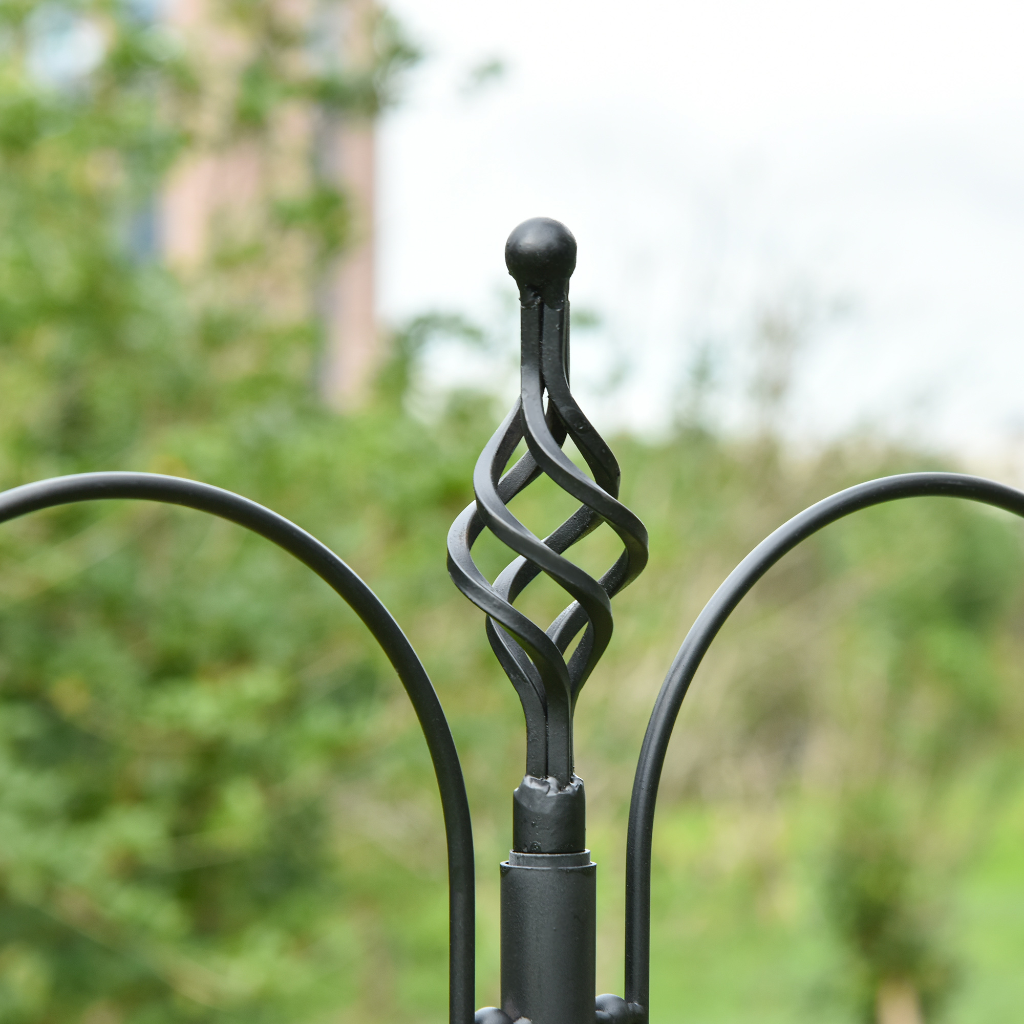 Vogelfutterstation, Outdoor-Futterspender, 4 Haken, Stahl, Schwarz