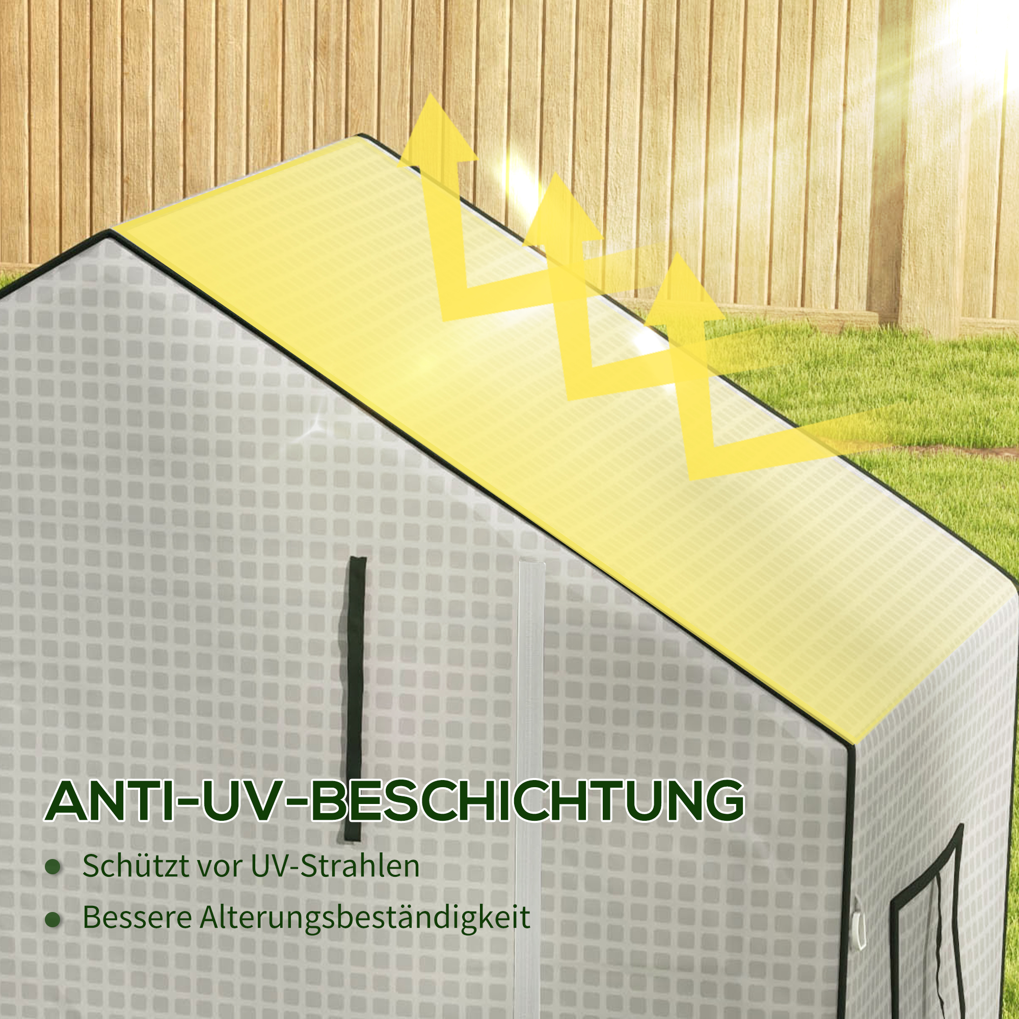 Ersatzfolie für Gewächshaus, Ersatzabdeckung mit UV-Schutz, Rolltür, Seitenfenster, 140 x 73 x 190 cm, Weiß