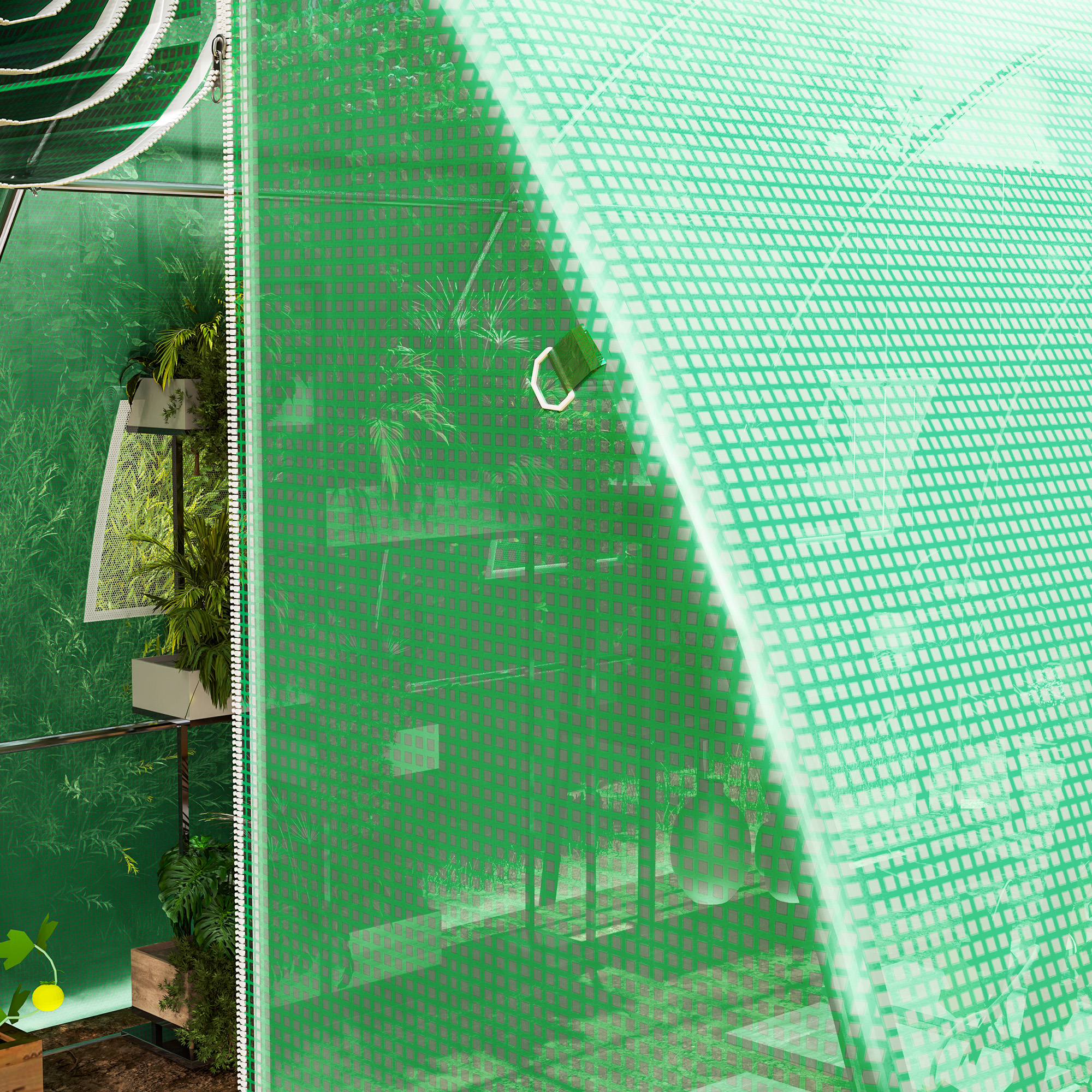 Ersatz-Gewächshausabdeckung, wetterbeständig, 400 cm x 300 cm x 200 cm, Transparent, Grün