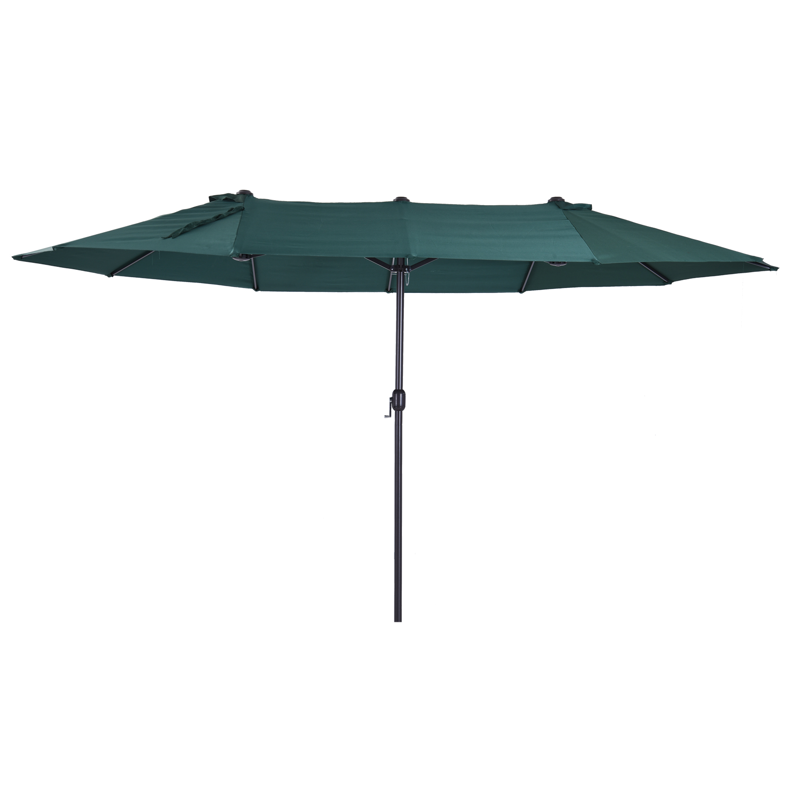 Sonnenschirm Gartenschirm Marktschirm Doppelsonnenschirm Terrassenschirm mit Handkurbel Dunkelgrün Oval 460 x 270 x 240 cm