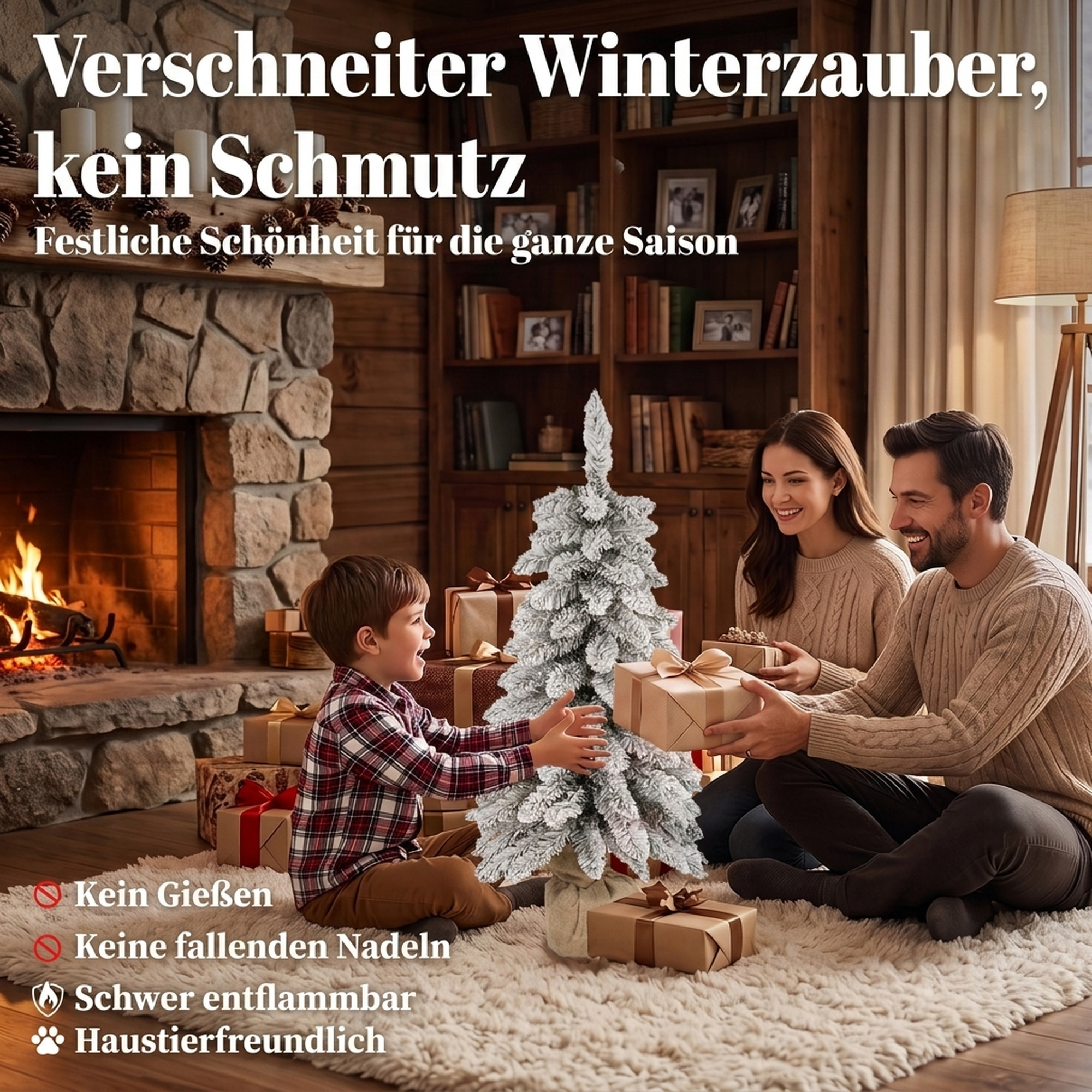 künstlicher Weihnachtsbaum, 90 cm (3 ft), schlanker Pencil-Baum mit 107 Zweigspitzen, Jutebasis, Weiß