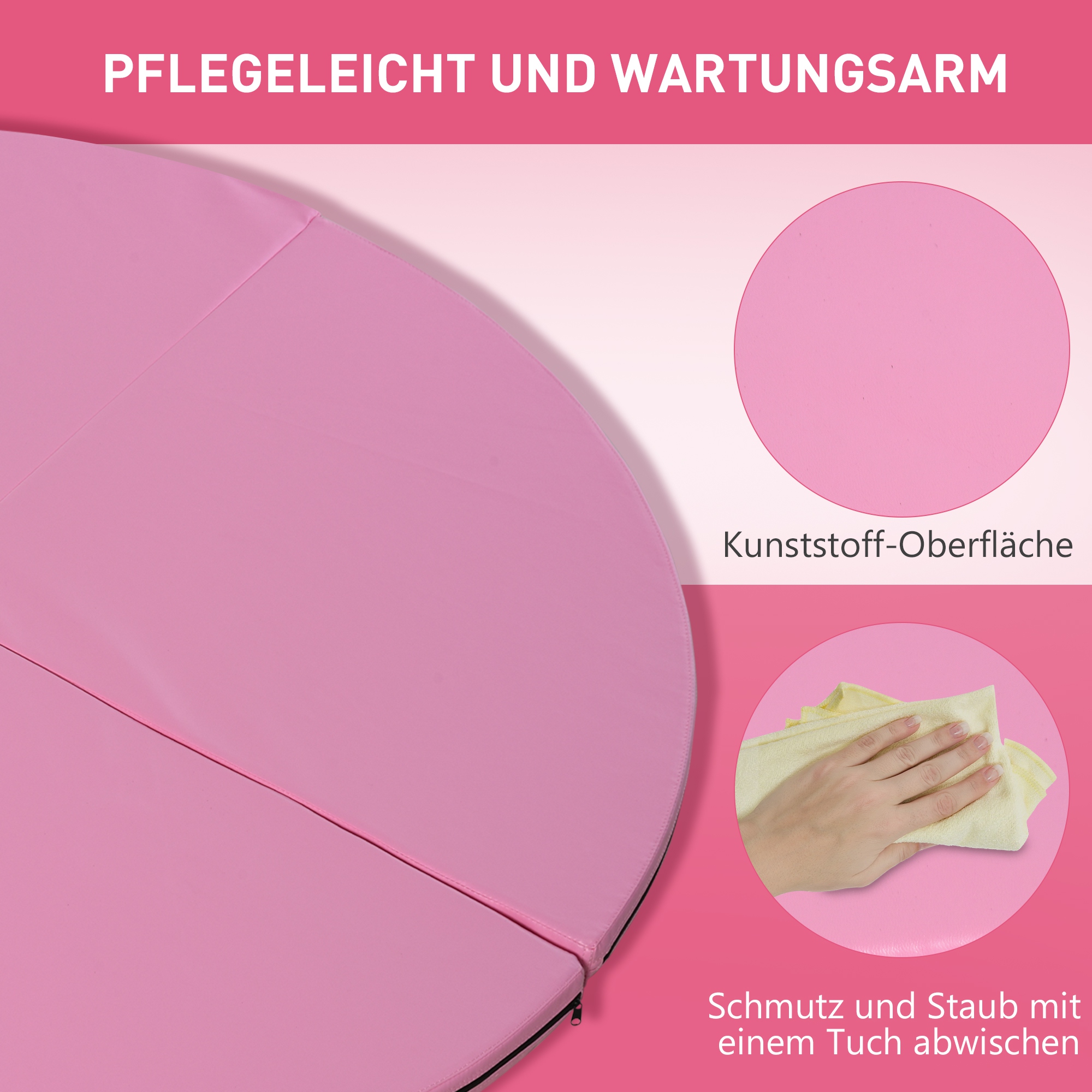 Pole-Dance-Matte, 5 cm dicke runde Kunststoff-Matte für Pole-Dance-Übungen, Gymnastik, Yoga, Rosa