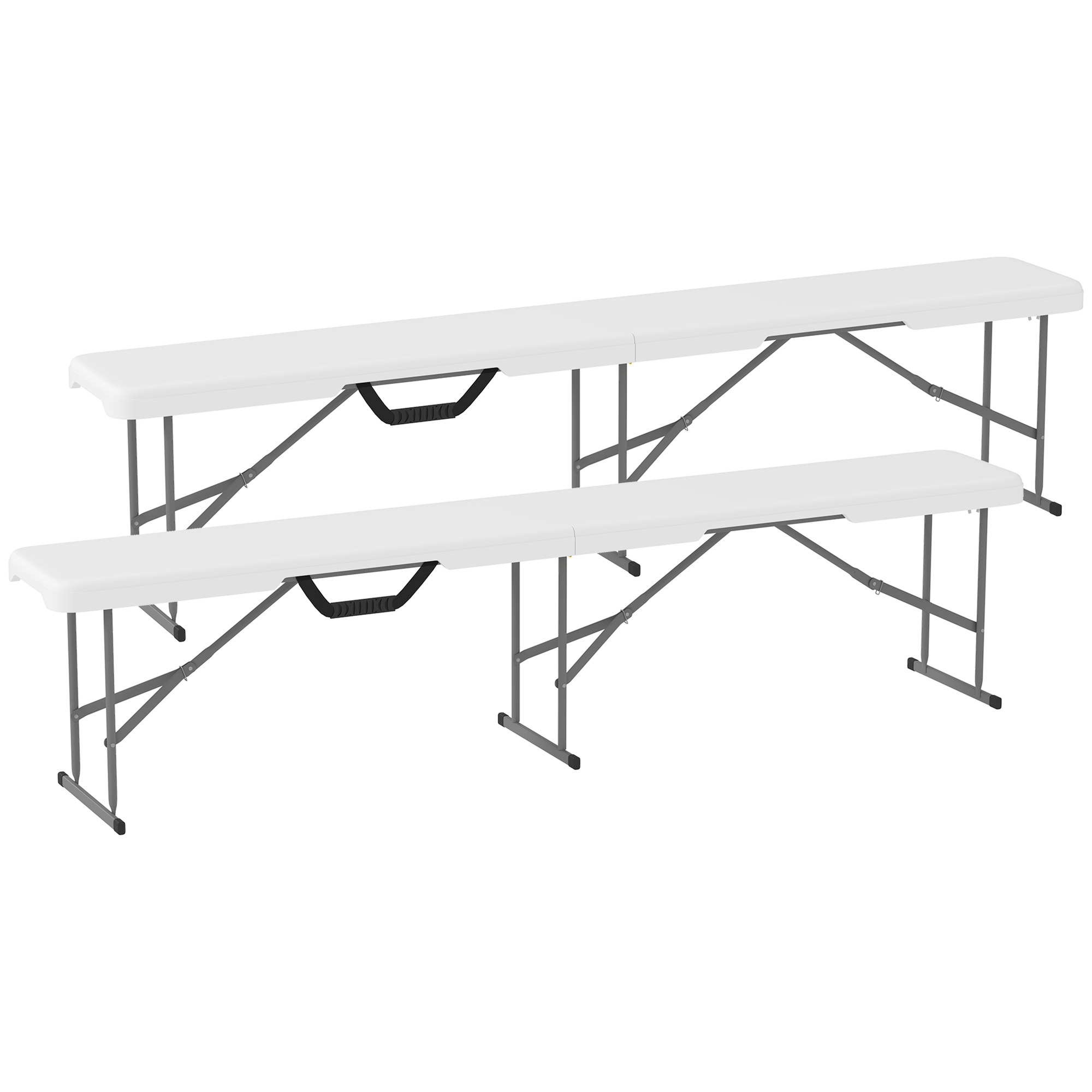 Campingbank, Kunststoff-Outdoor-Bank, 240 kg Belastbarkeit, Weiß