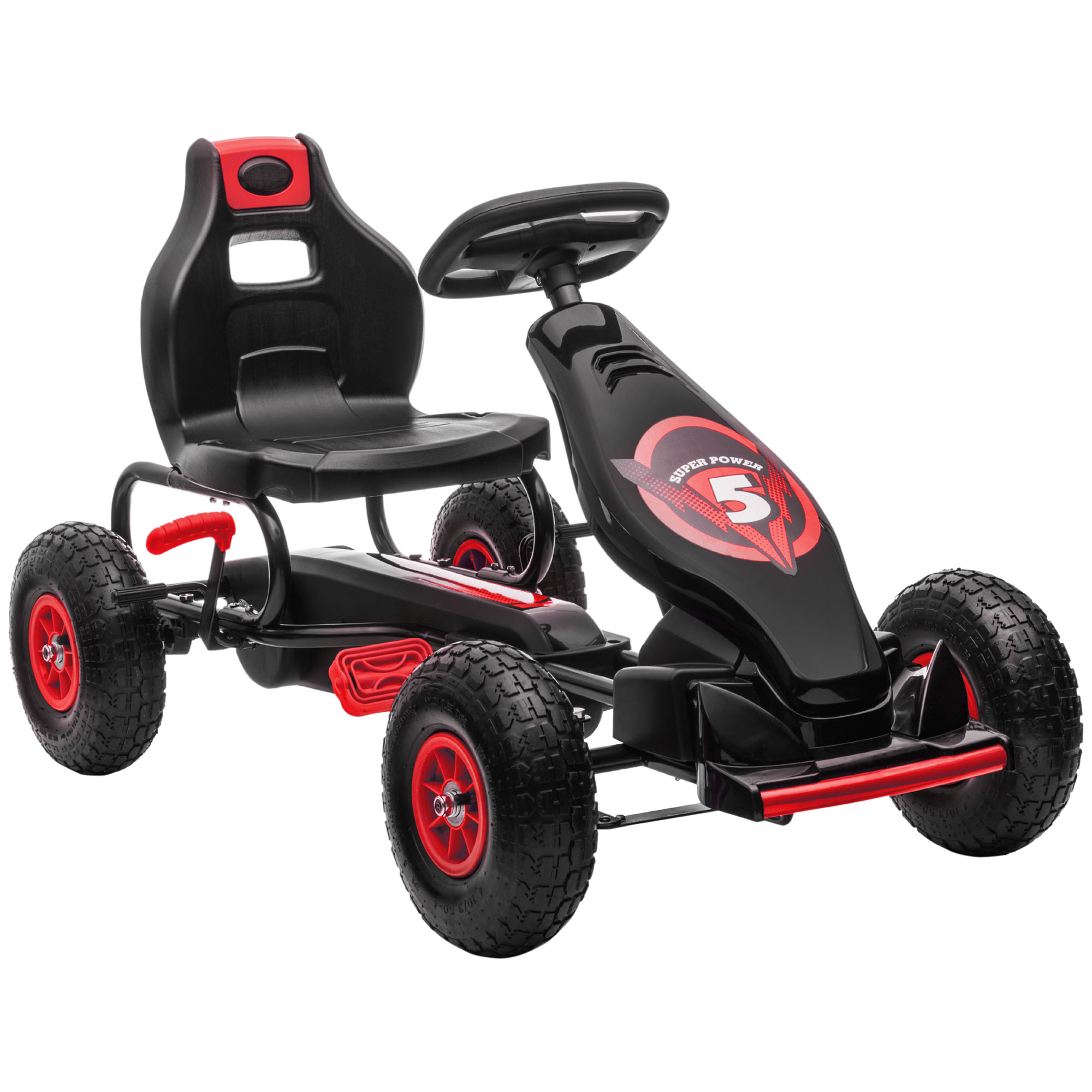 Kinder-Gokart, mit Pedalen, verstellbarem Sitz, In- und Outdoor, ab 5 Jahren, Rot+schwarz, 121 x 58 x 61 cm Kinder-Gokart, mit Pedalen, verstellbarem Sitz, In- und Outdoor, ab 5 Jahren, Rot+schwarz, 121 x 58 x 61 cm