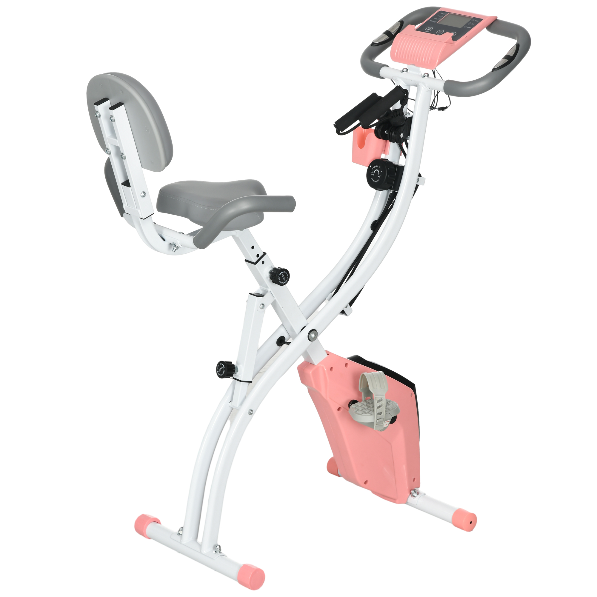 Heimtrainer X-Bike 2-in-1 Fahrradtrainer mit LCD-Display,Pulsmesser, klappbarer Hometrainer Trimmrad mit 8 stufig Magnetwiderstand, 1 Paar Spannseil, Stahl Rosa 105x48x118 cm Heimtrainer X-Bike 2-in-1 Fahrradtrainer mit LCD-Display,Pulsmesser, klappbarer Hometrainer Trimmrad mit 8 stufig Magnetwiderstand, 1 Paar Spannseil, Stahl Rosa 105x48x118 cm