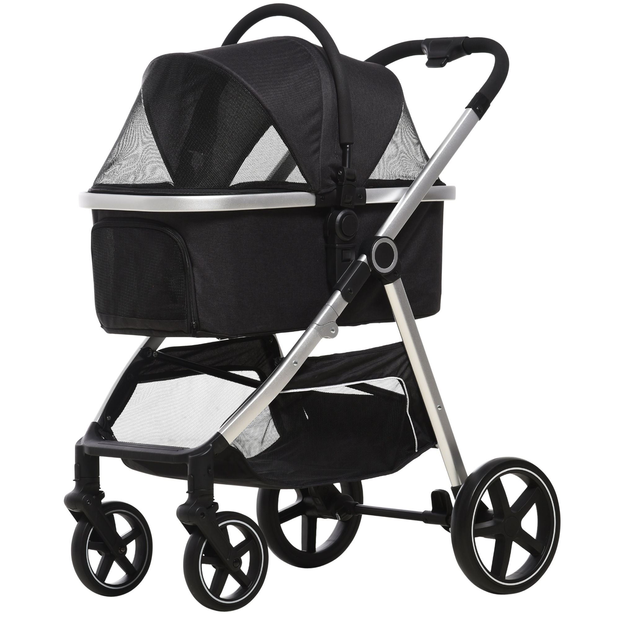 2-IN-1 Hundebuggy Tragtasche bis 10kg Kissen klappbar 1 Aufbewahrungskorb 83 cm x 58 cm x 102 cm Schwarz 2-IN-1 Hundebuggy Tragtasche bis 10kg Kissen klappbar 1 Aufbewahrungskorb 83 cm x 58 cm x 102 cm Schwarz