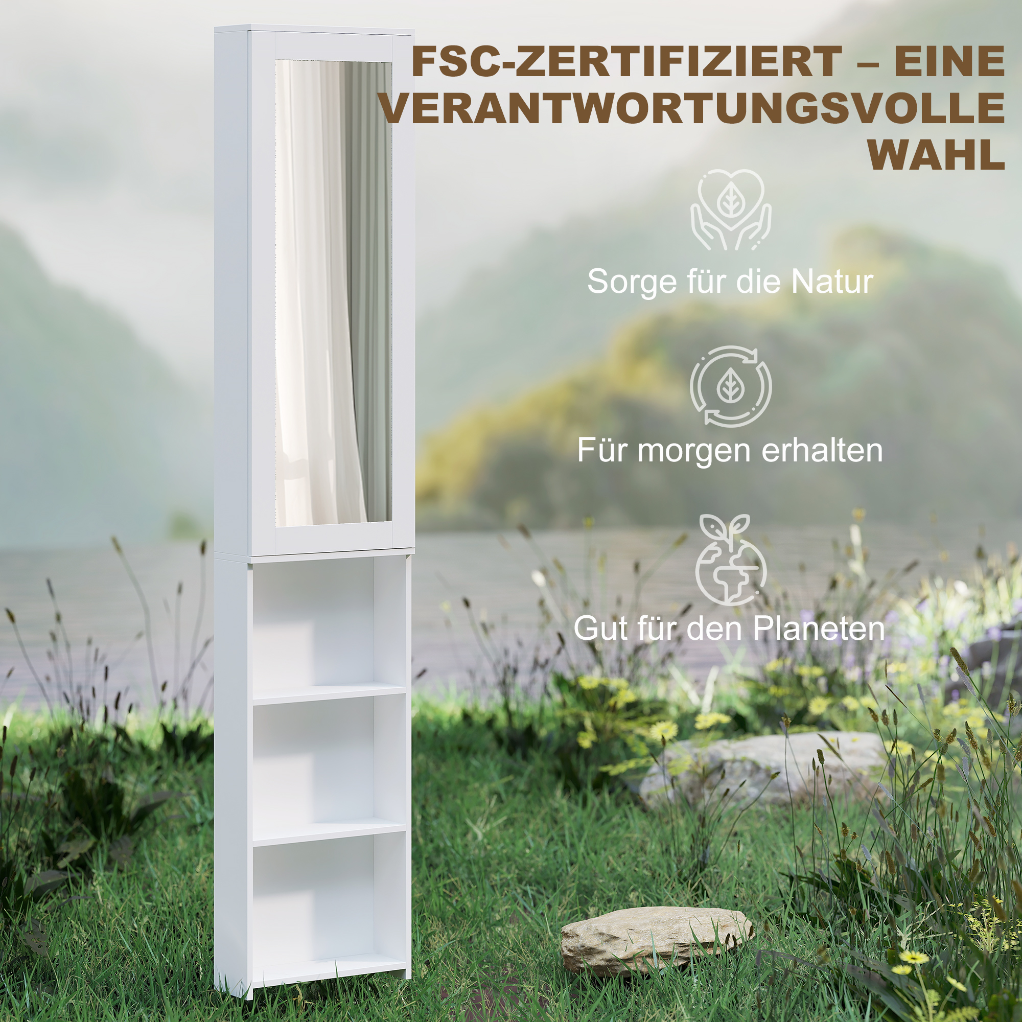 Bügelbrettschrank mit Tür internen Regalen Spiegel Platzsparend Bügeltisch für Wäschepflege 106x35x174 cm Weiß