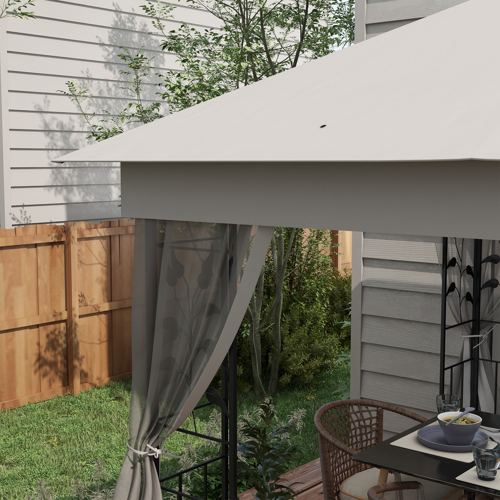 Pavillon mit Doppeldach, 3x3 m Wasserabweisend Stabil Winterfest Gartenpavillon mit Moskitonetz Hellgrau