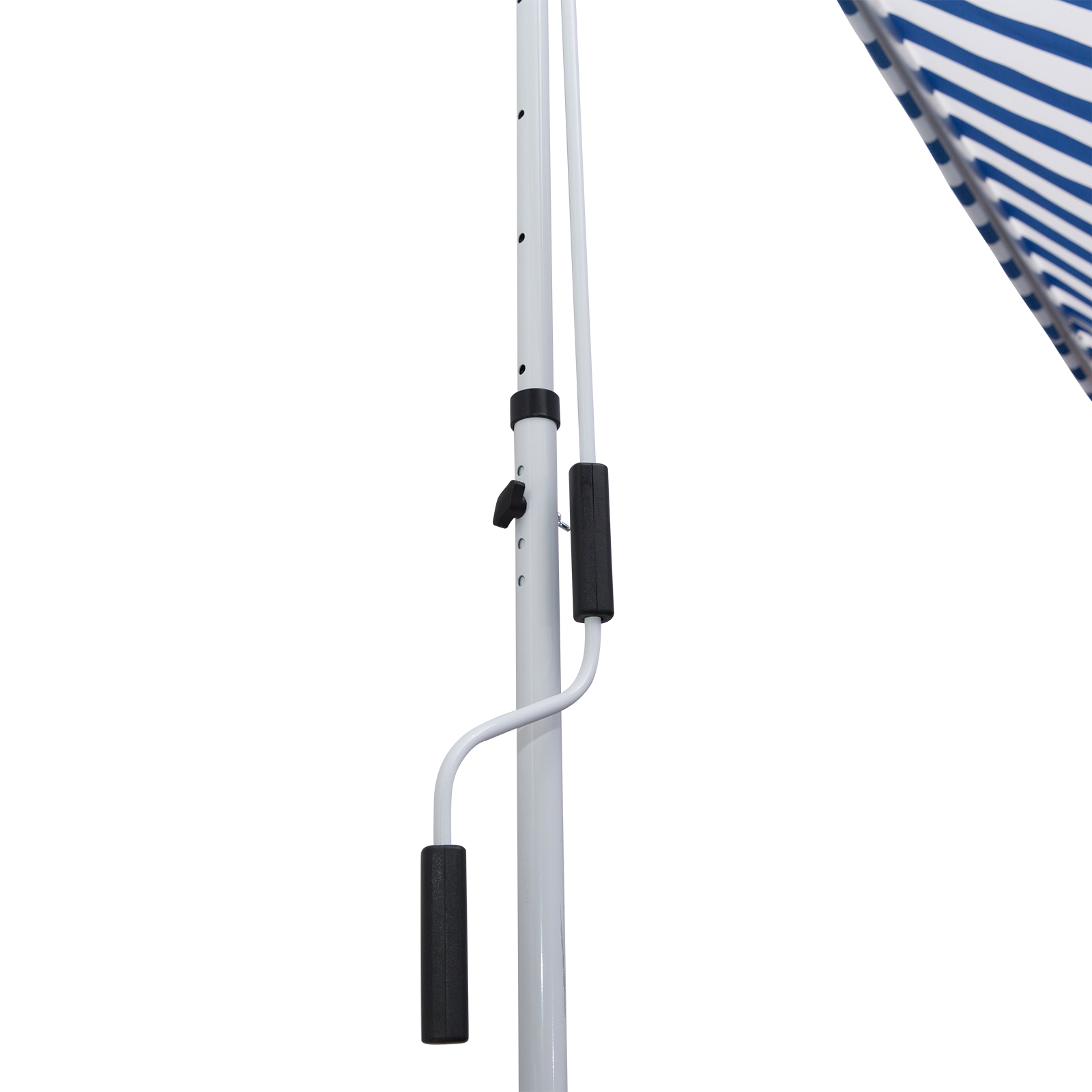 Klemmmarkise mit Handkurbel höhenverstellbar Gelenkarmmarkise schmutzabweisend, witterungsbeständig Balkonmarkise 150cm breit Terrassenmarkise für Terrasse Balkon Veranda Blau+Weiß
