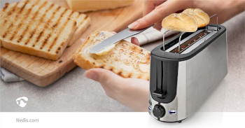 Toaster | 1 Langer Schlitz | Bräunungsstufen: 6 | Auftaufunktion | Aluminium