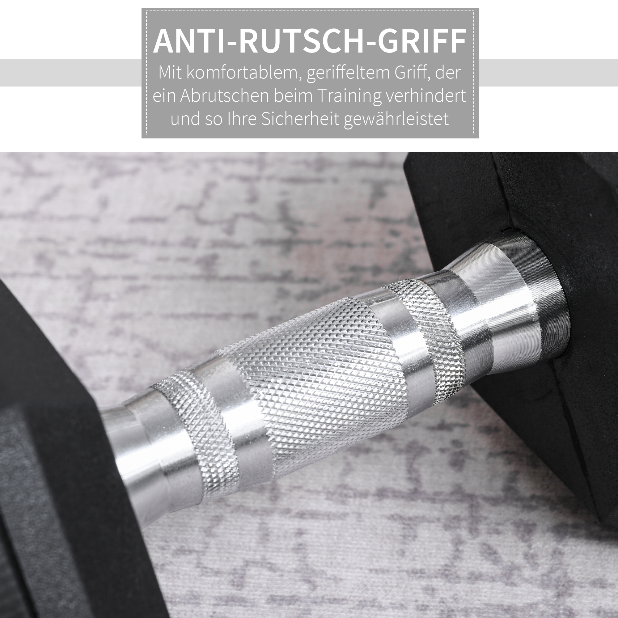 Kurzhantel, 17,5 kg Hantel, Hantel, Gewicht, Anti-Rutsch-Griff, Schwarz + Silber