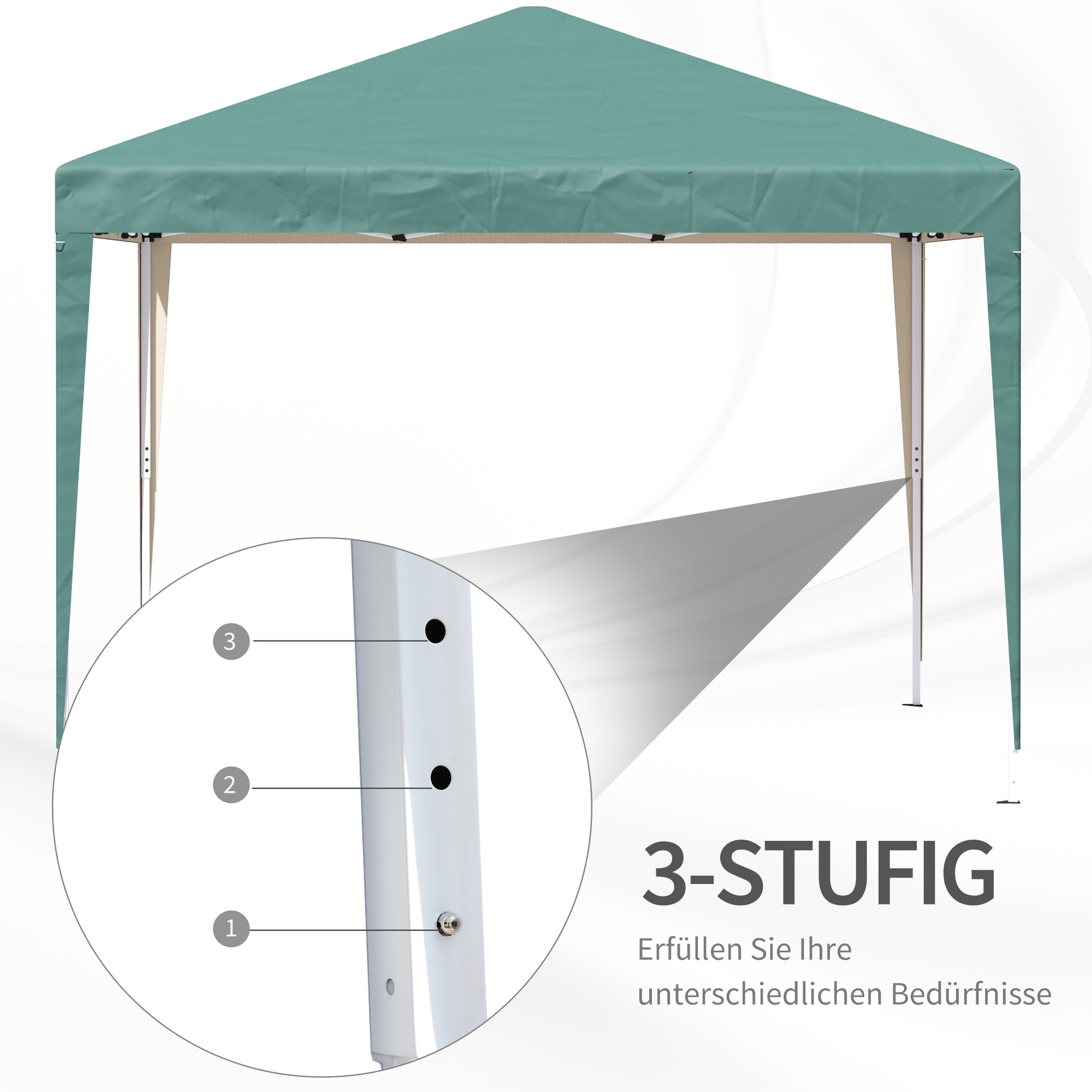 Pavillon, 2,95 x 2,95 m Pop-Up-Faltpavillon, Gartenpavillon, Partyzelt, UV-Schutz, Stahl+Oxfordstoff, Grün