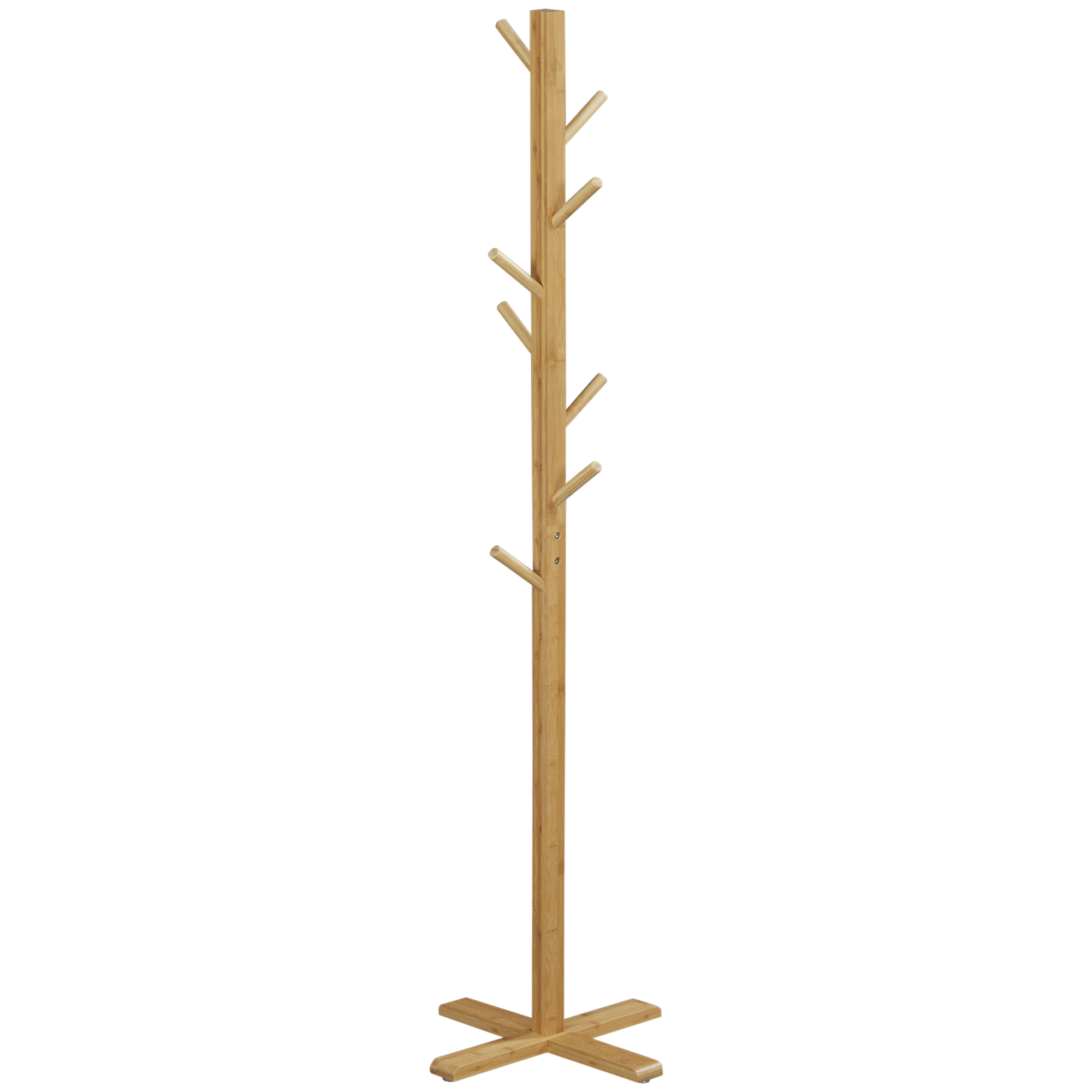 Garderobe Kleiderständer Hutständer, 8 Haken, 49,5 cm x 49,5 cm x 178 cm, Natur Garderobe Kleiderständer Hutständer, 8 Haken, 49,5 cm x 49,5 cm x 178 cm, Natur