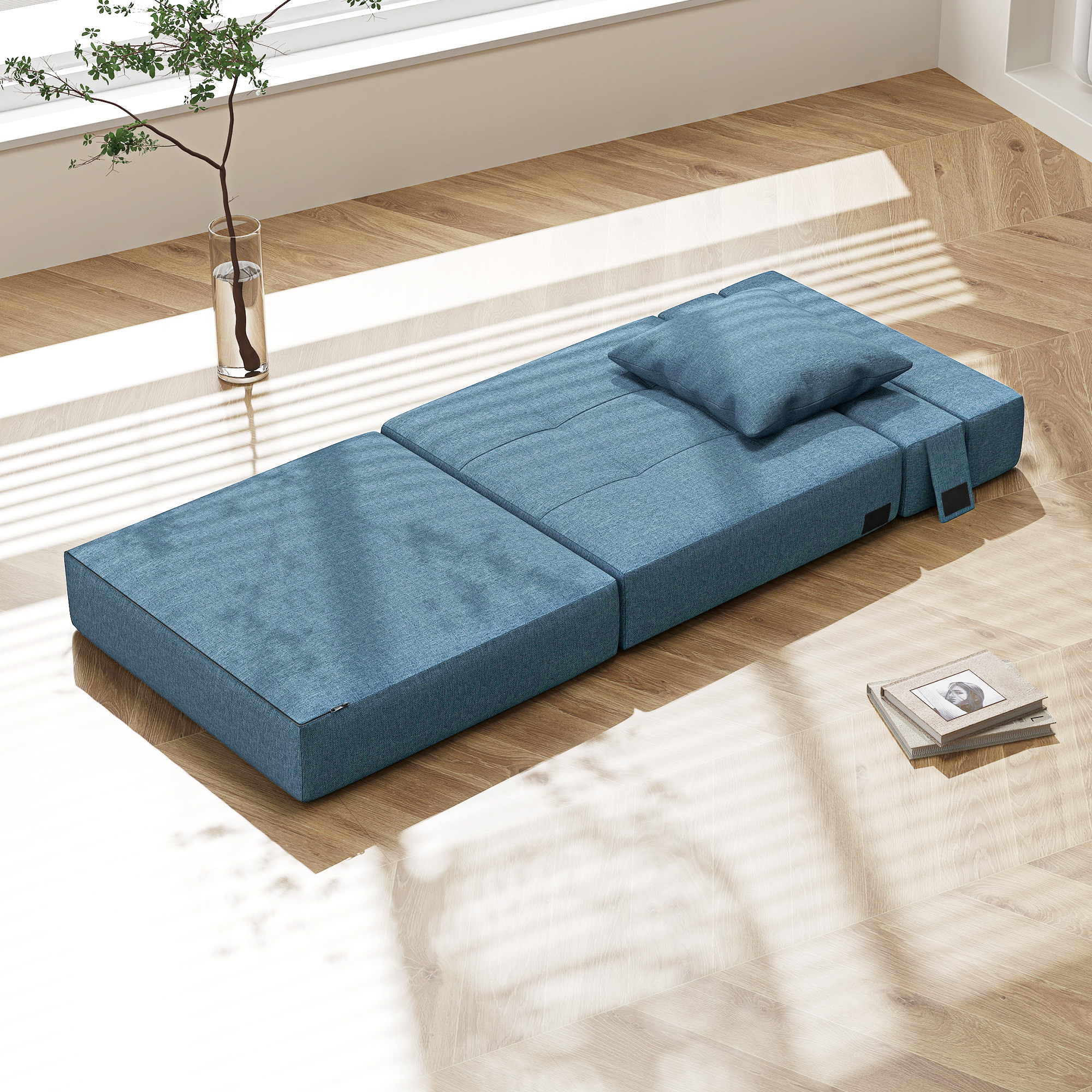 Schlafsessel Relaxsessel Gästebett. abnehmbarer Bezug, 70 cm x 70 cm x 61 cm, Dunkelblau