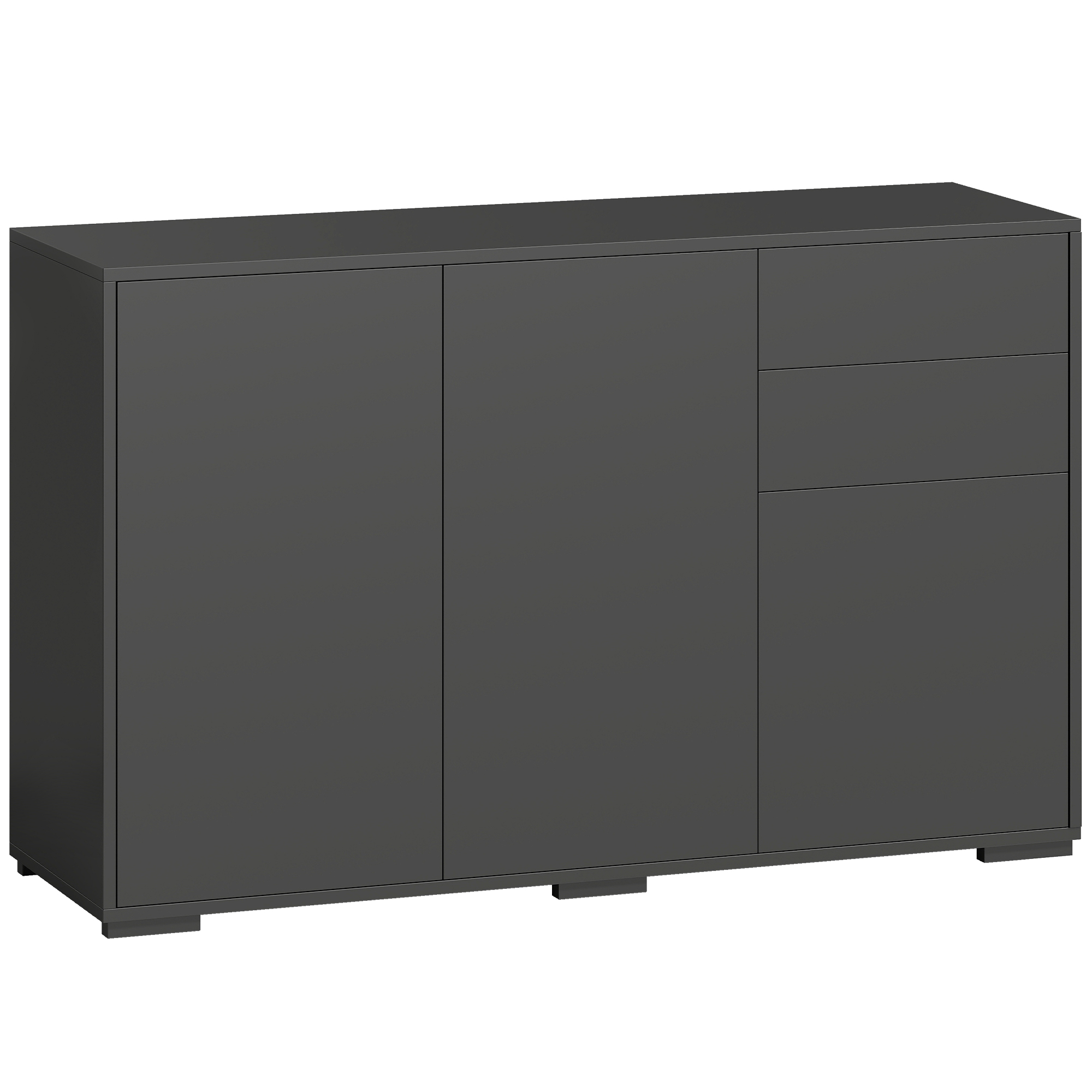 Sideboard Kommode Anrichte, 2 Schubladen, Push-Click, 117 cm x 36 cm x 74 cm, Schwarz