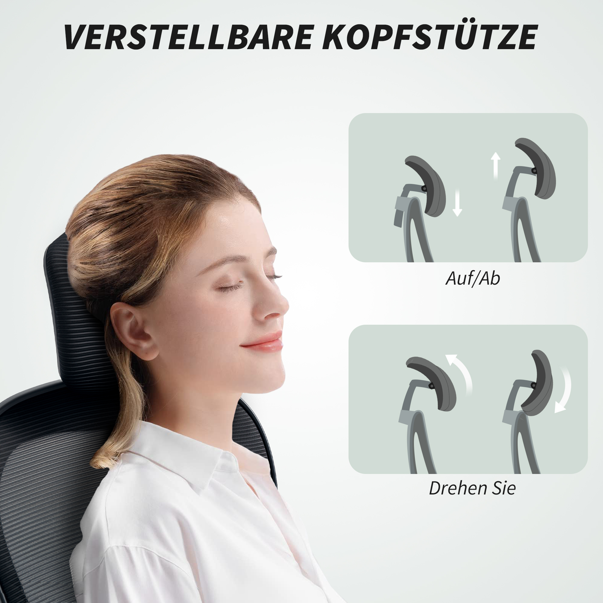 Bürostuhl Ergonomischer Schreibtischstuhl mit Hochklappbaren Armlehnen, Verstellbarer Lendenwirbelstütze Schwarz