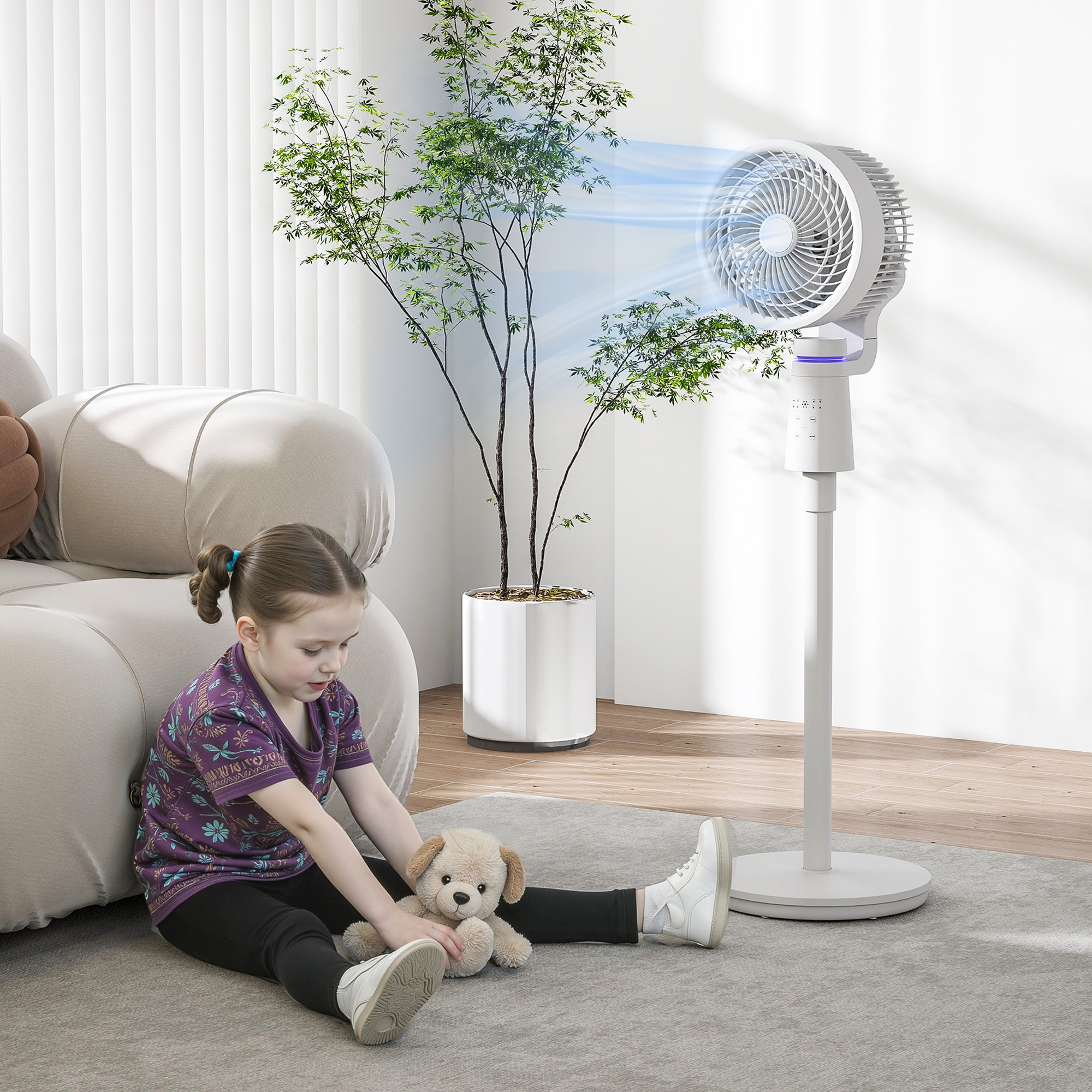 Standventilator Luftzirkulator Lüfter mit 3 Geschwindigkeitsstufen Fernbedienung Timer 70°+90° Oszillation