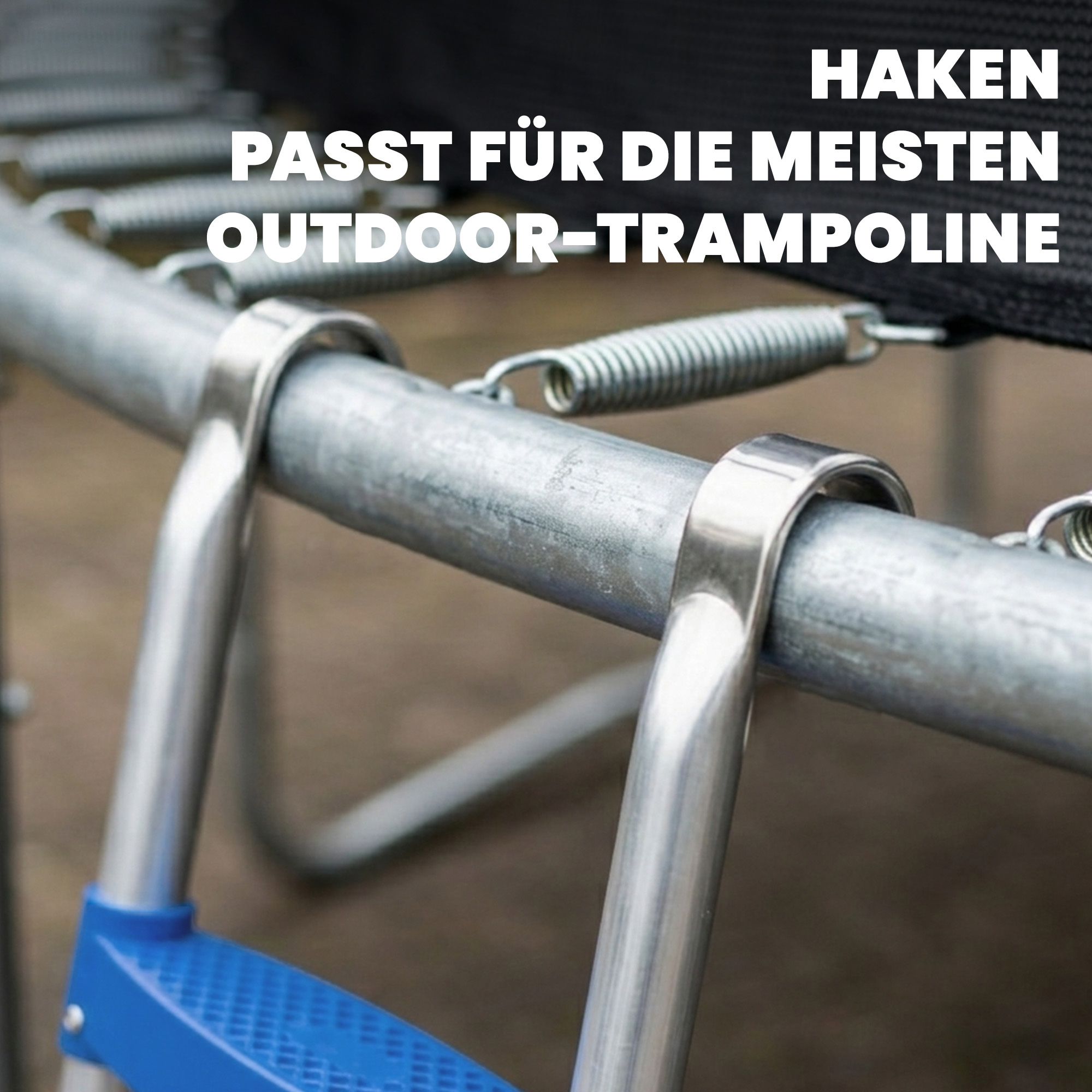 Trampolinleiter 32/63 cm 2 Stufen Einstiegsleiter Trampolin-Leiter bis 150 kg mit verzinktem Stahlrahmen Blau