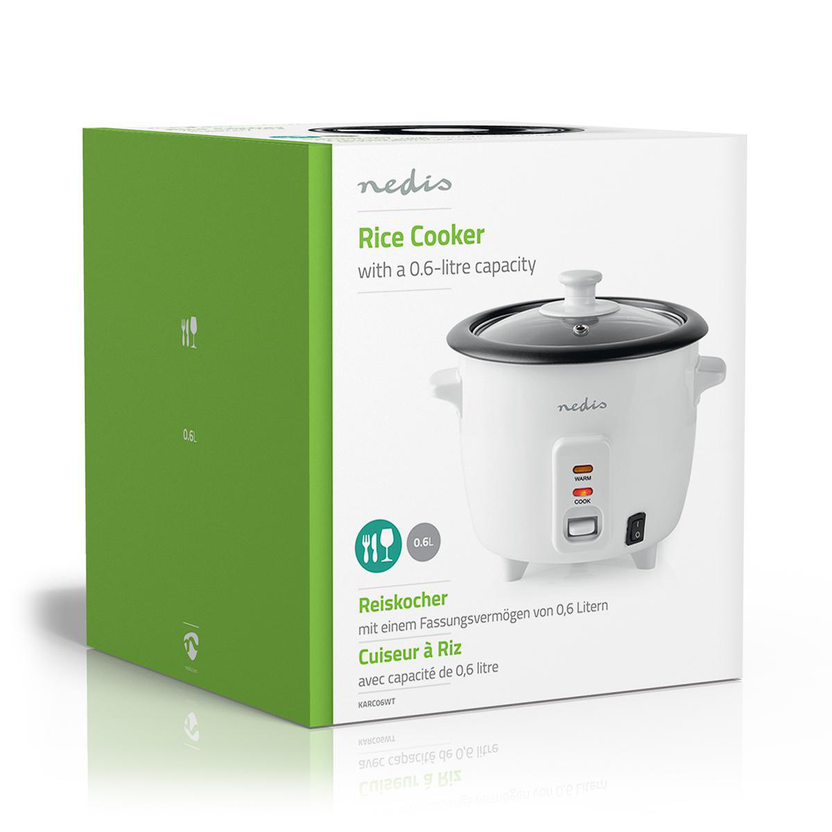 Reiskocher | 0.6 l | 300 W | Aluminium-Dampfer | Antihaft-Beschichtung | Herausnehmbare Schüssel | Automatische Abschaltung