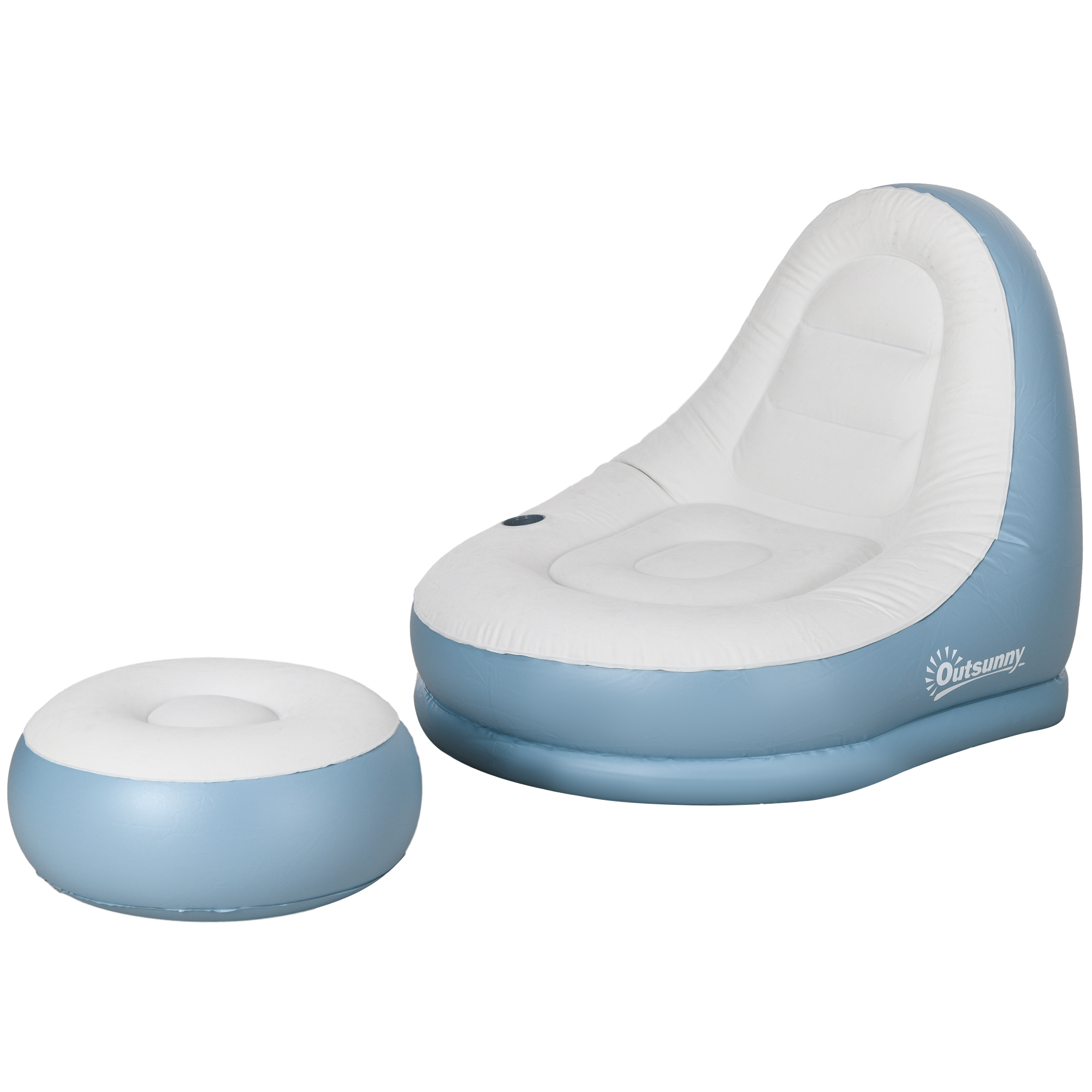 Aufblasbarer Sessel Luftsessel Outdoor-Sessel, 125 x 100 x 87cm, Weiß + Blau Aufblasbarer Sessel Luftsessel Outdoor-Sessel, 125 x 100 x 87cm, Weiß + Blau