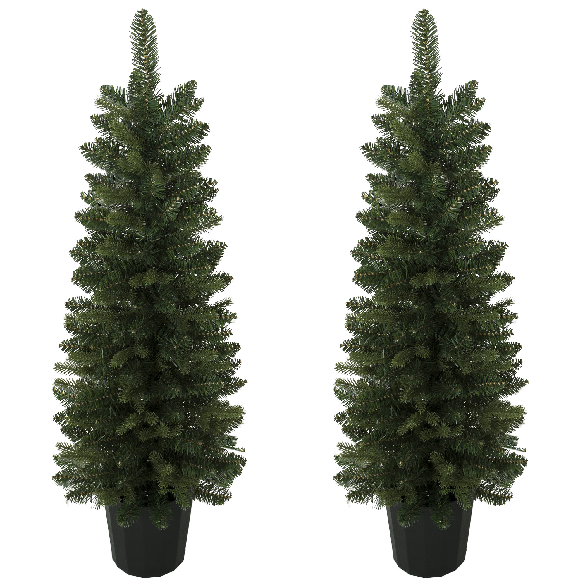 2er-Set künstliche Weihnachtsbäume, 120 cm, Tanne für den Eingangsbereich mit 170 Zweigspitzen, Pflanztopf-Basis, grün