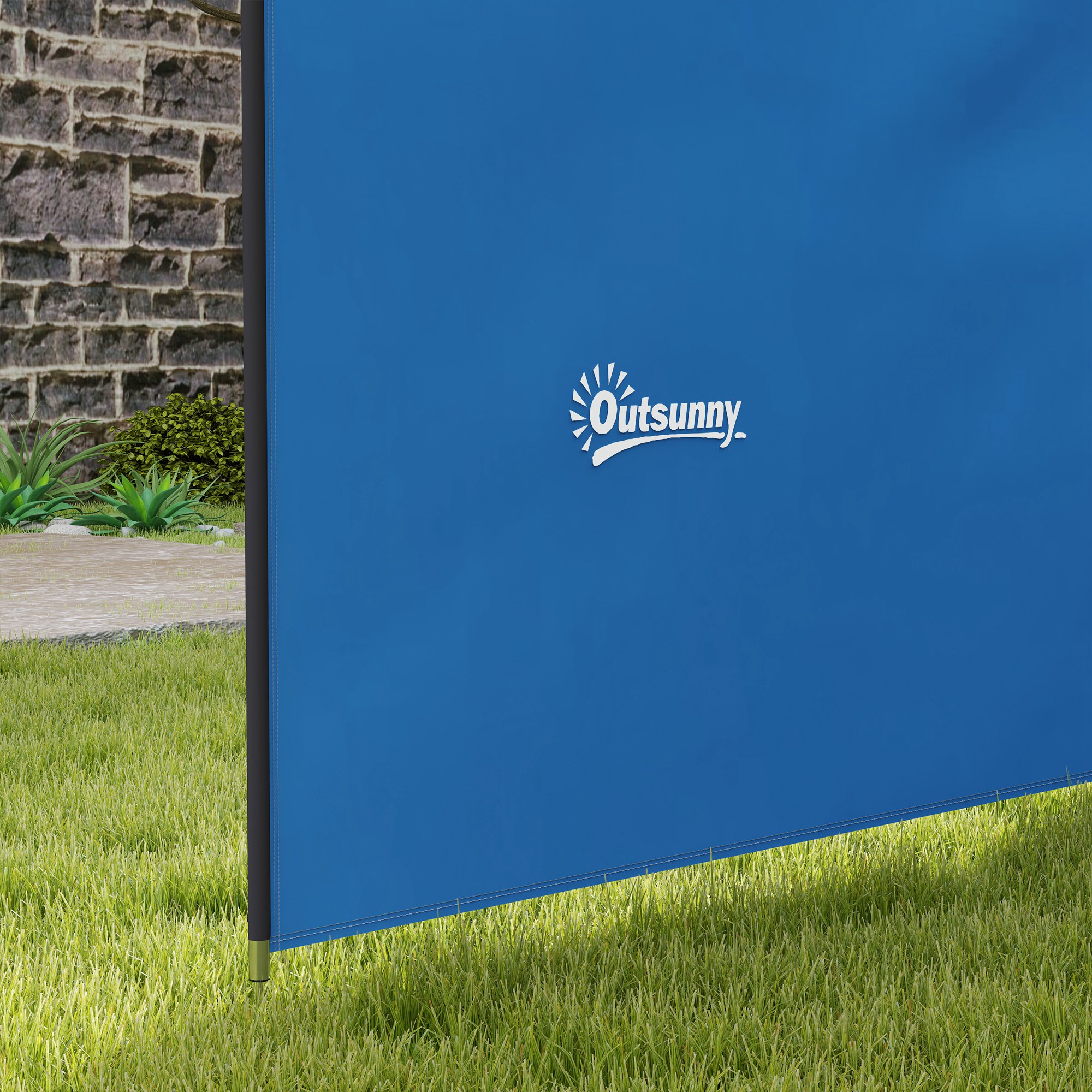 Windschutz Camping Sichtschutz mit 4 Stahlstangen Tragetasche Strandschutz für Camping Garten Strand 540 x 150 cm Blau