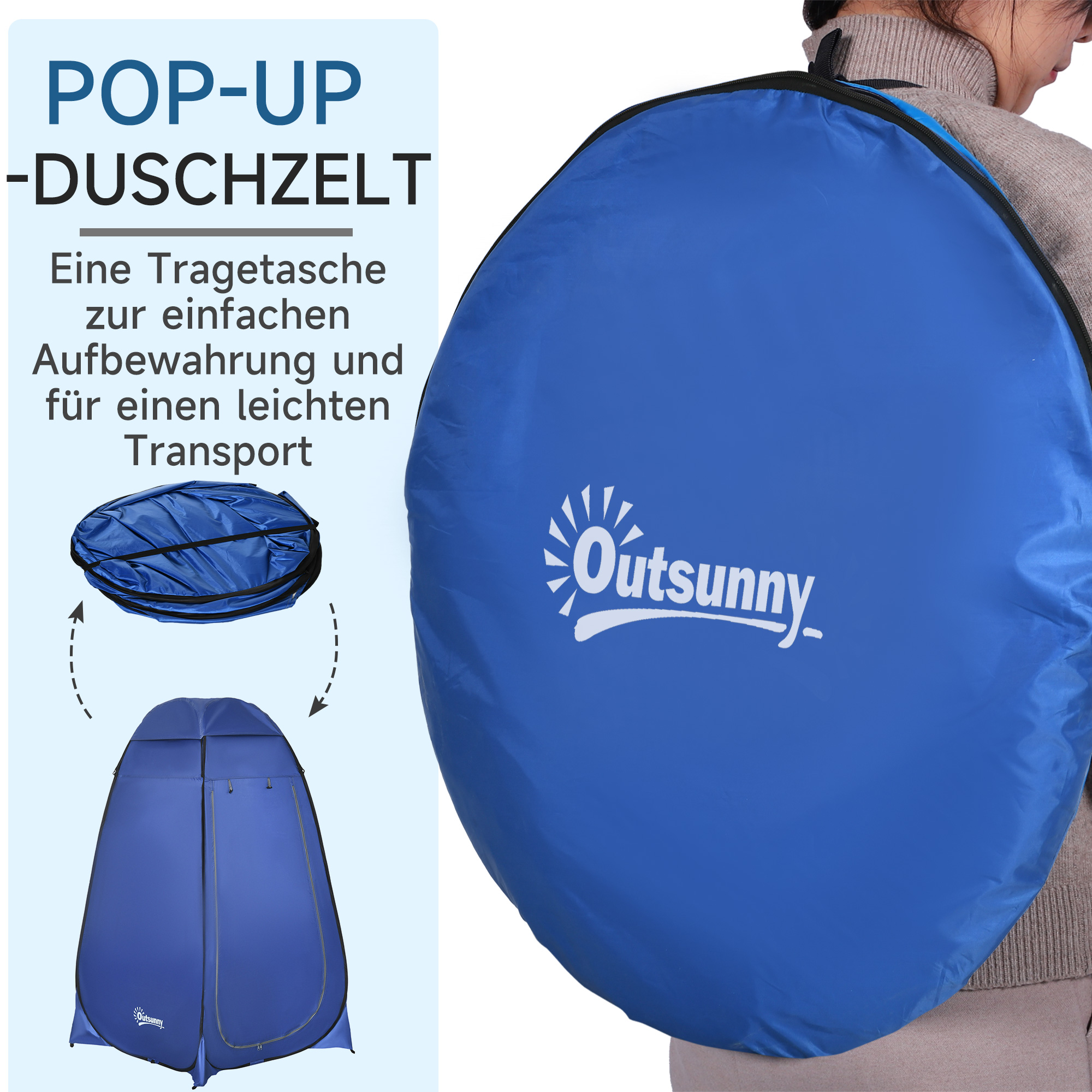 Pop-up Duschzelt, dunkelblau 120 x 120 x 190 cm