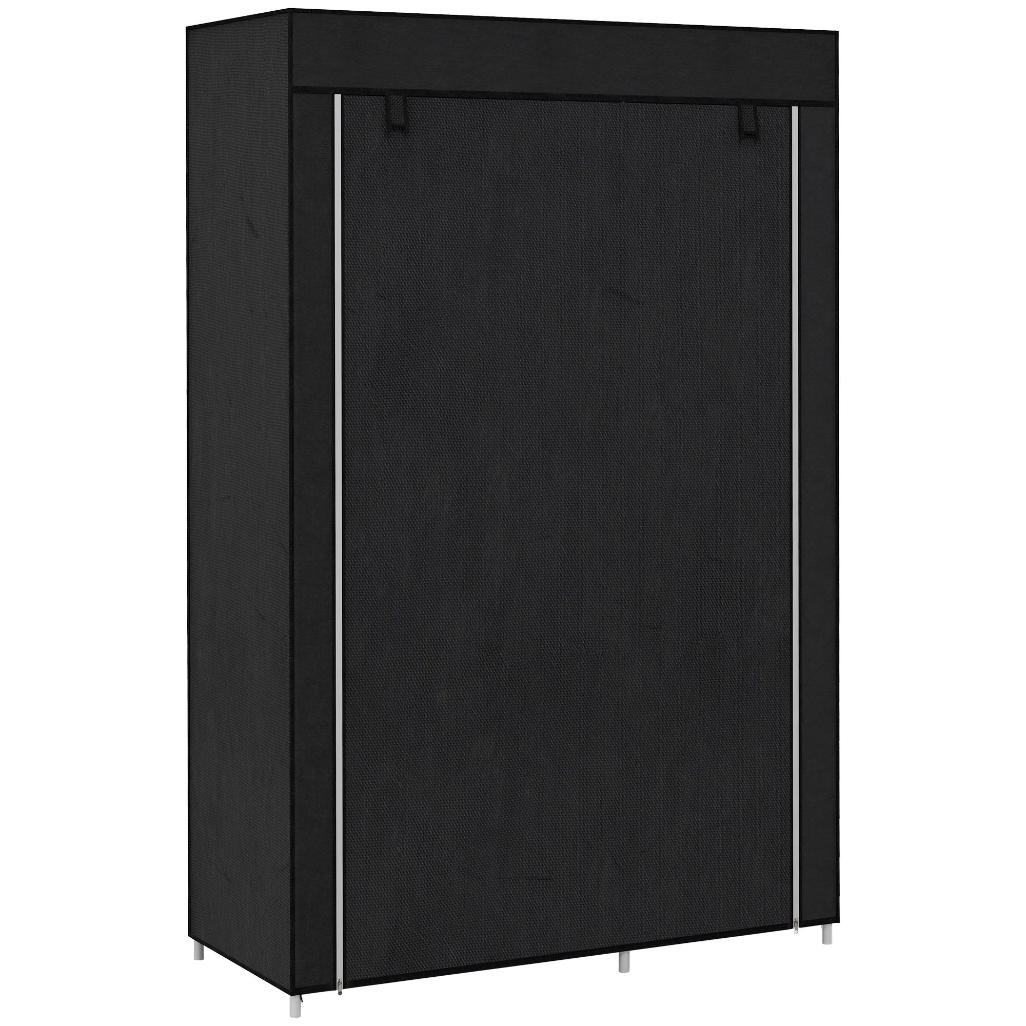 Schrank aus Stoff, Aufbewahrungslösung, 6 Regale, 1 Kleiderstange, Schwarz