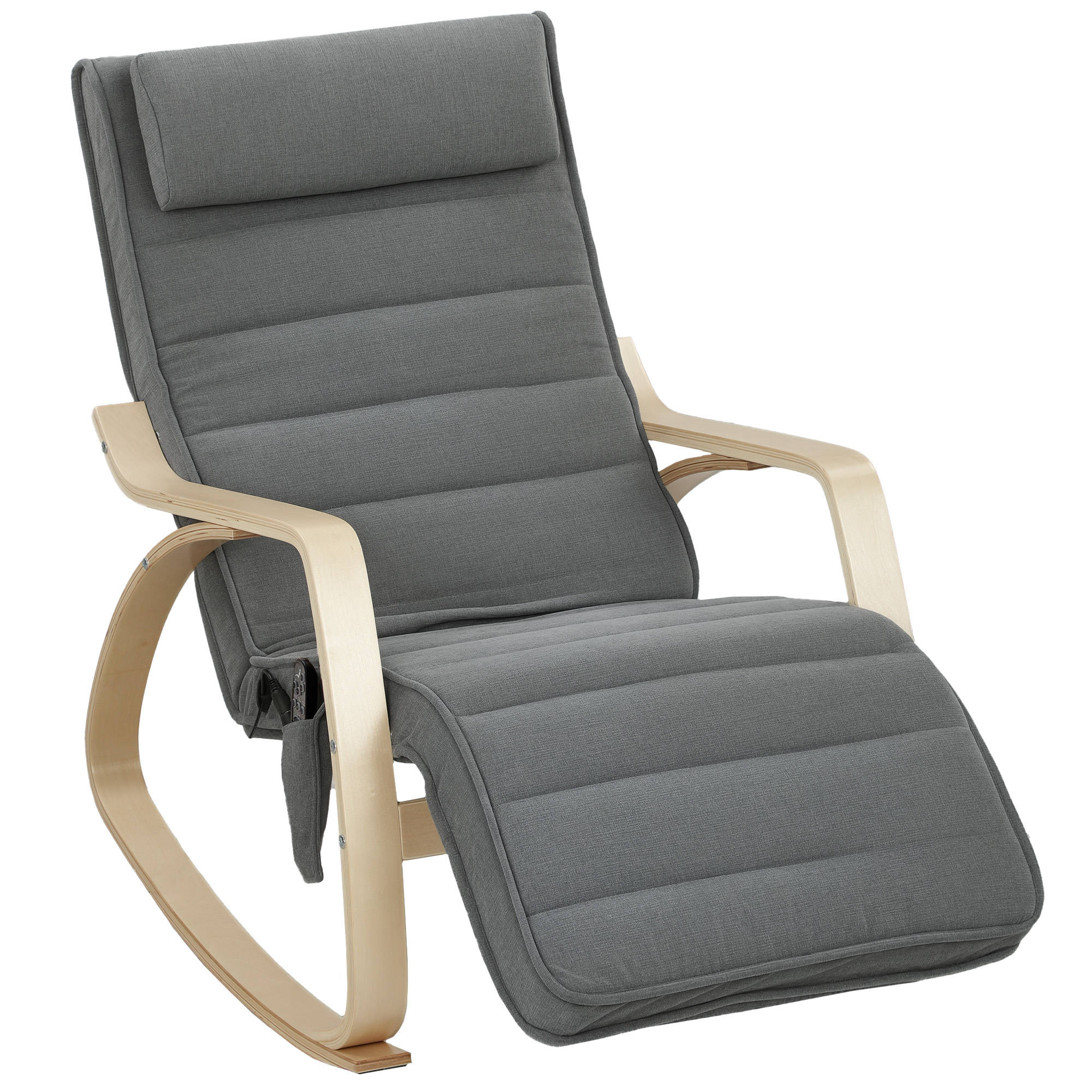 Schaukelstuhl mit Massage-Funktion, Lendenheizung, 3 Modi, Stoffbezug, Grau