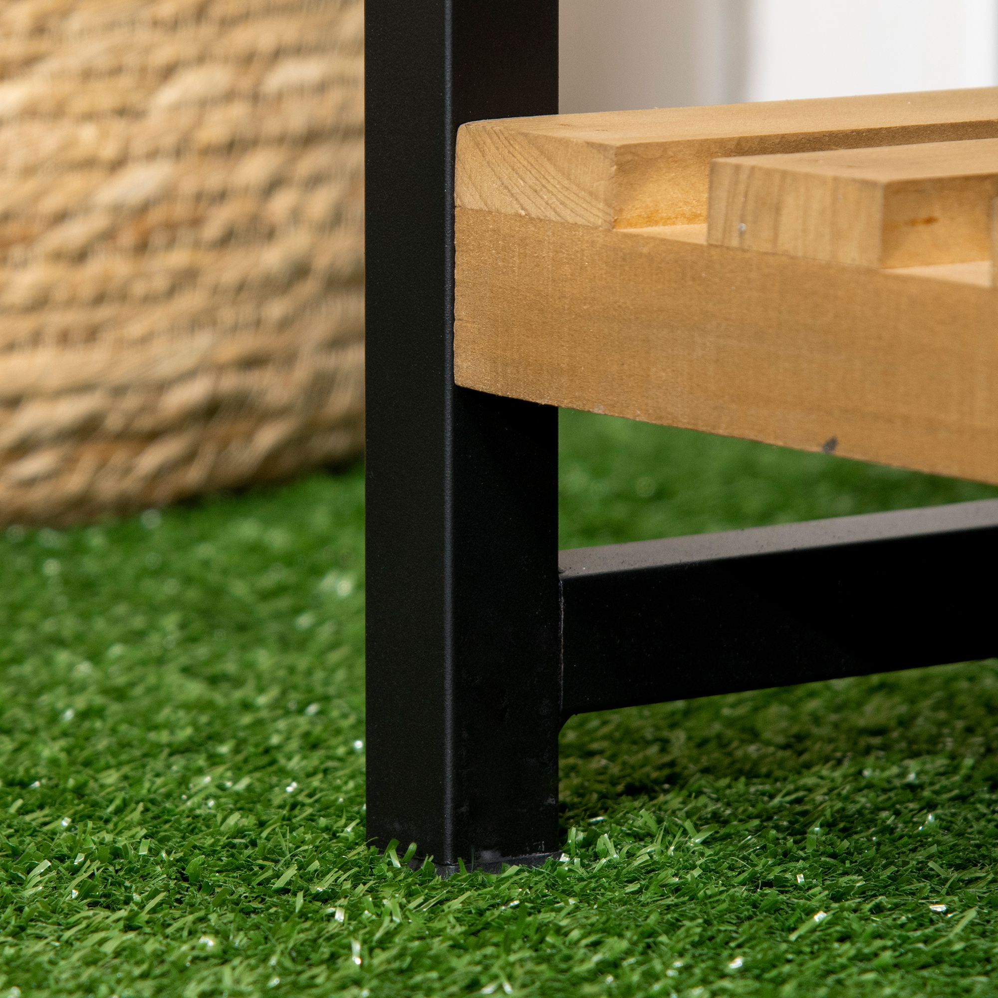 Pflanzenregal mit 3 Ebenen und Befestigungshaken, Blumentreppe aus Naturholz, 80 cm x 36 cm x 174 cm, Natur