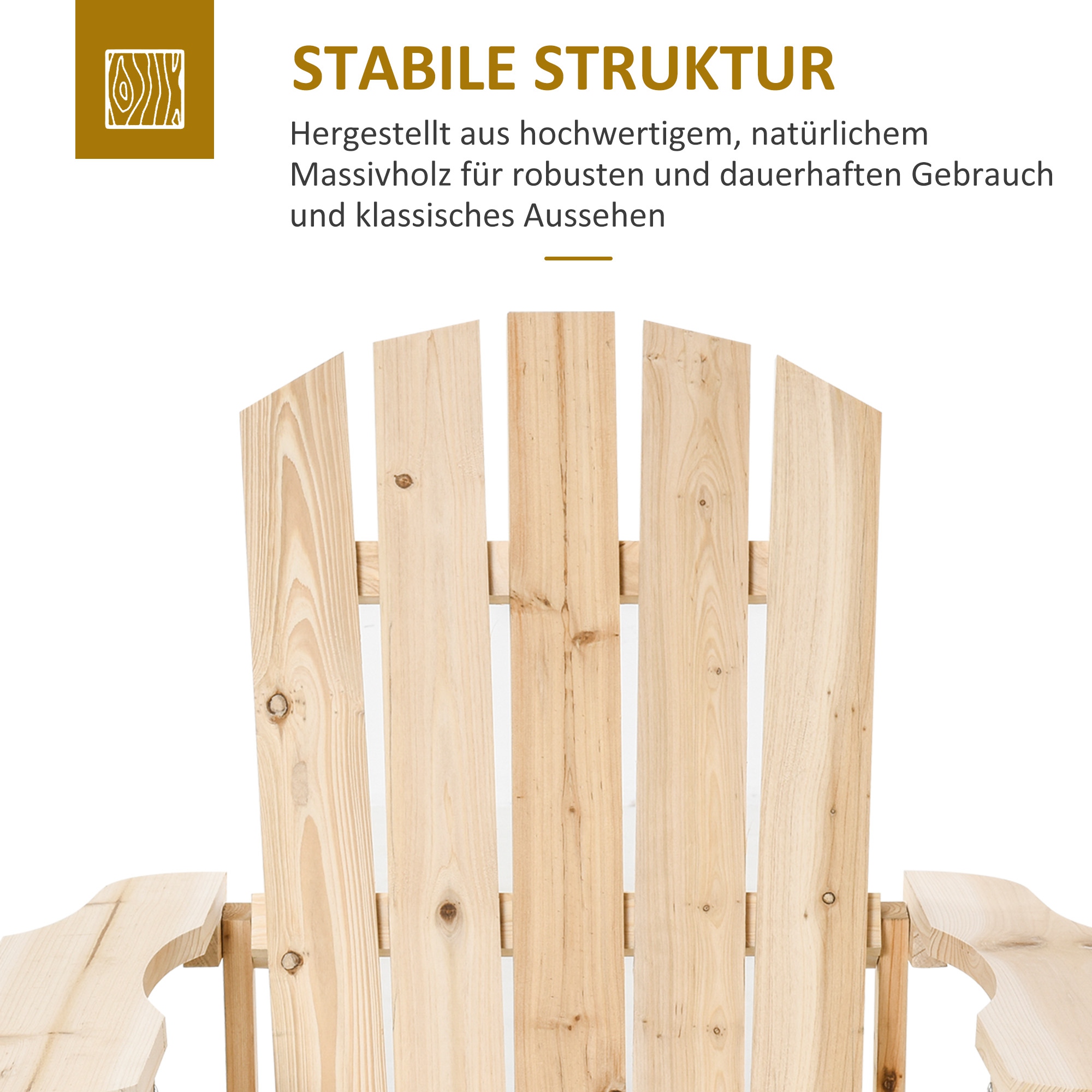 Adirondack Stuhl wetterfest Adirondack Chair aus Holz Outdoor Gartenstuhl mit Hoher Rückenlehne Armlehnen