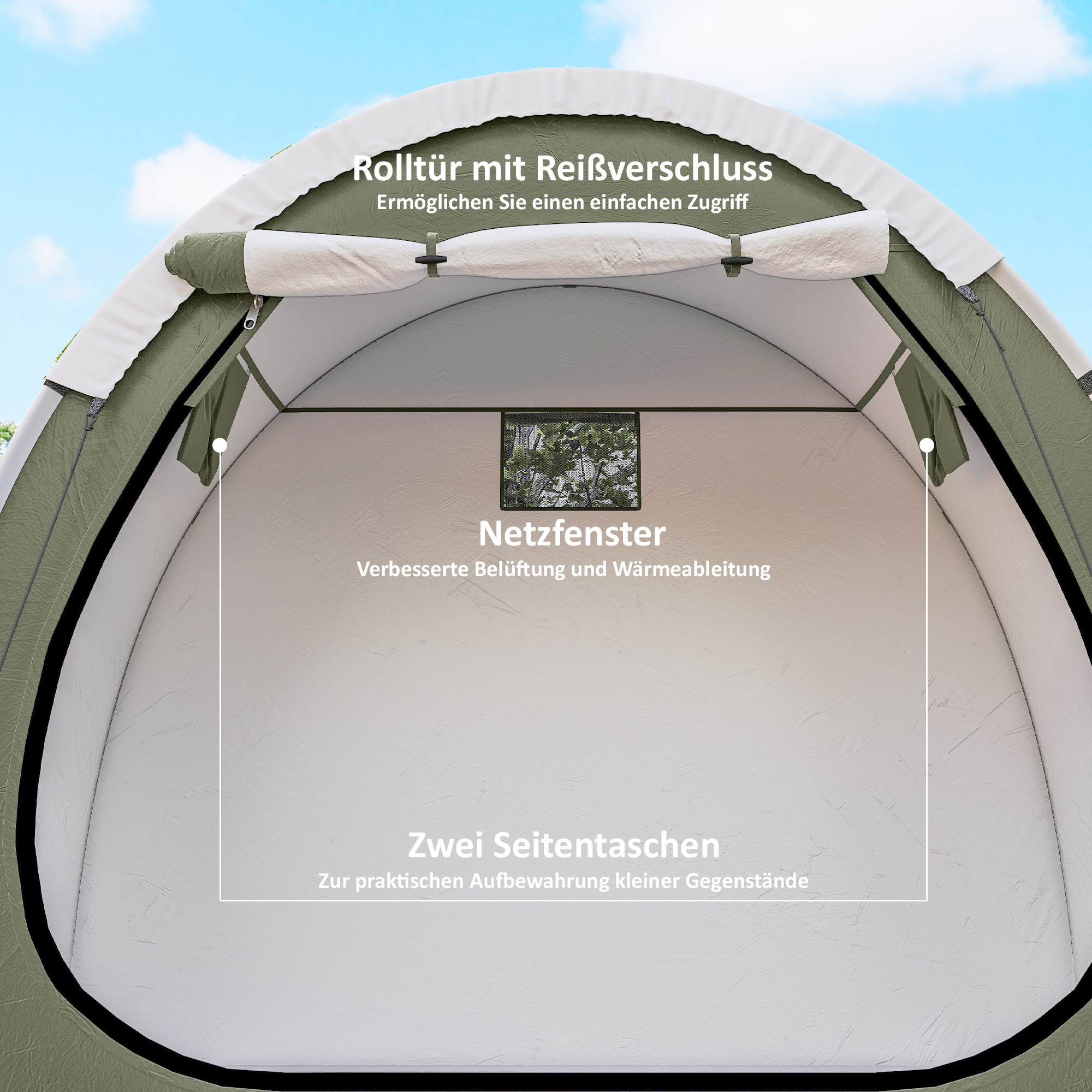 Fahrradzelt für 2 Fahrräder Fahhrradgarage mit Belüftung UPF50+ Wasserdicht 210D Oxford 200 x 80 x 170 cm