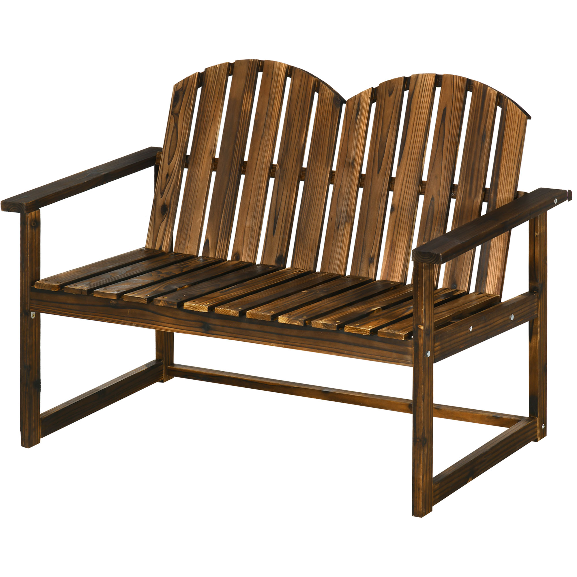 Gartenbank für 2 Personen, rustikales Design, Tannenholz, 114x63x86 cm