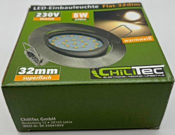 LED-Einbauleuchte "Flat-32dim" warmweiß, 80x32mm, 5W, 590lm, Edelstahl gebürstet