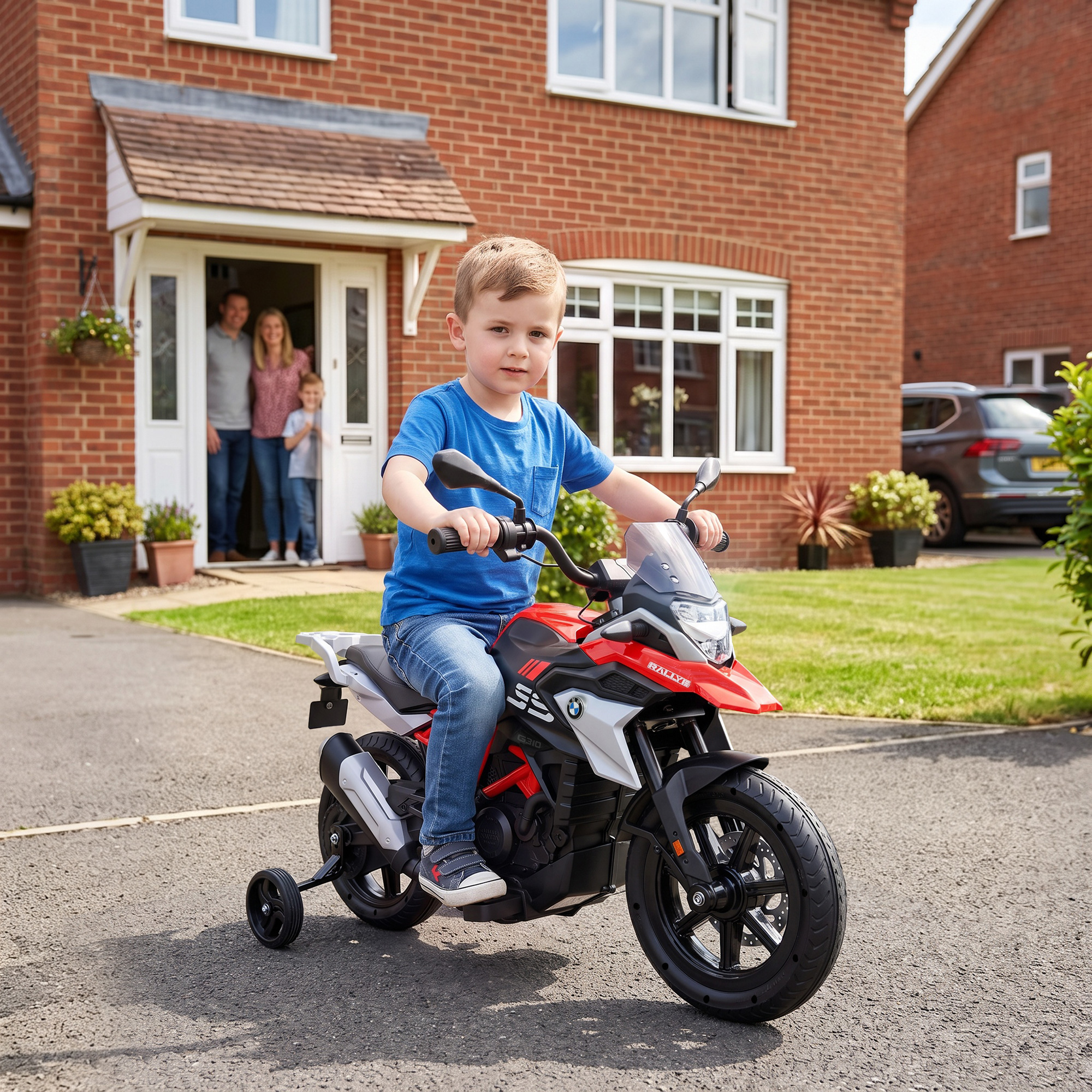 Elektro Motorrad Kinder BMW 12V Kinder Motocross mit Lithium Akku 35W Motor Drehgasgriff Stützrädern PU-Sitz bis 6km/h