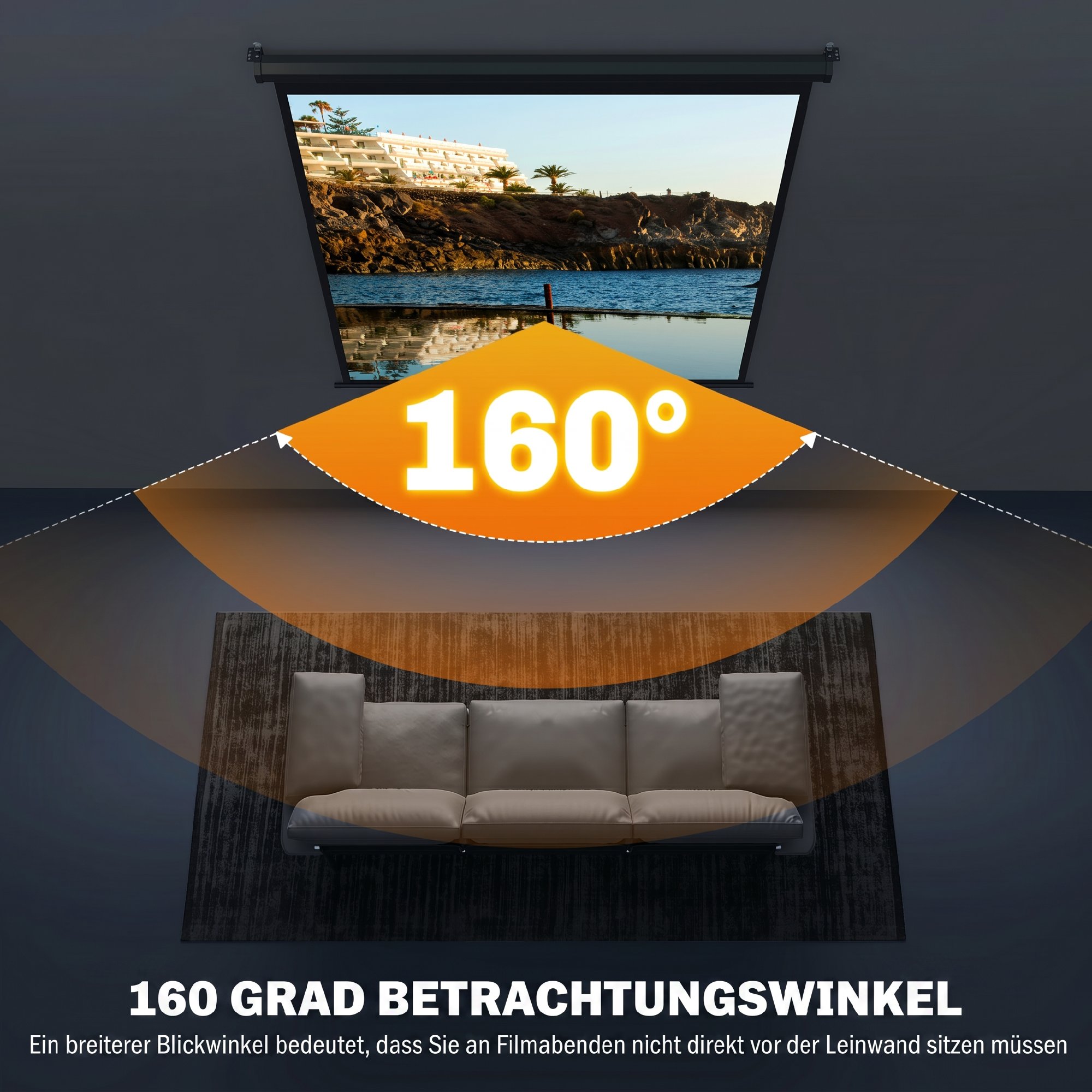 Beamer Leinwand 152 x 152 cm 85 Zoll 1:1 HD 4K Projektionsleinwand für Heimkino Büro-Präsentationen