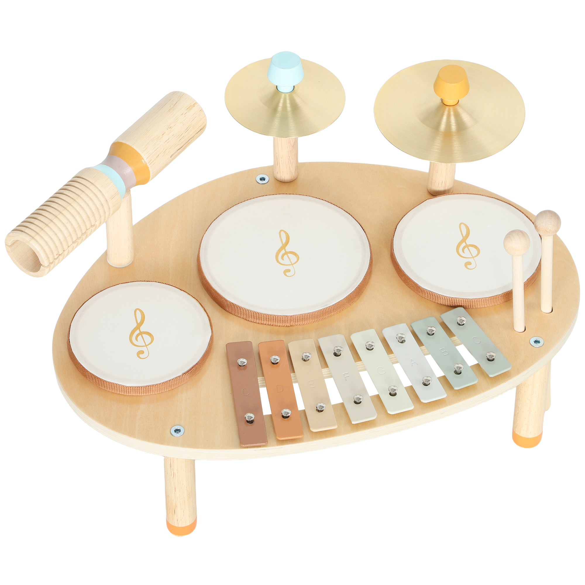 Kinder Schlagzeug 4-in-1 Montessori Musikinstrumente Set mit Trommeln Xylophon Schlagwerk für Kinder ab 2 Jahre