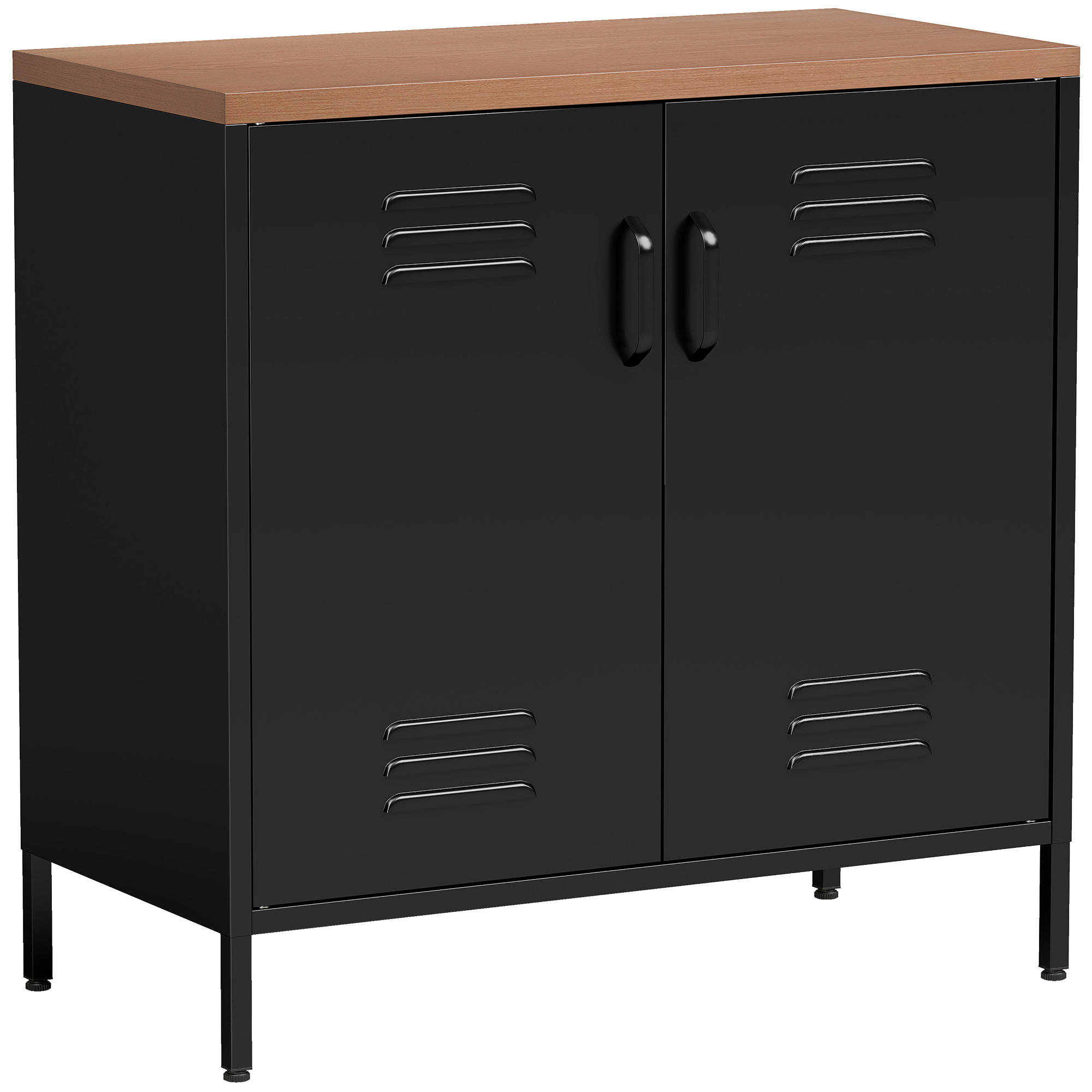 Stahl-Sideboard, 80x40x80 cm, Industrielles Aufbewahrungsschrank mit 2 Türen und verstellbarem Regal für Wohnzimmer, Büro, Schwarz