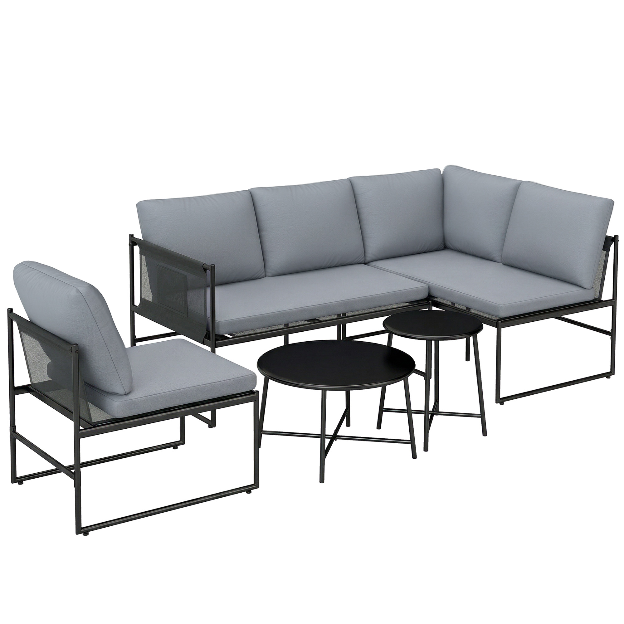Lounge Gartenmöbel Set 4-5 Personen Gartenlounge Set mit 2 Sitzer Gartensofa Couchtisch Stuhl dick waschbar Kissen