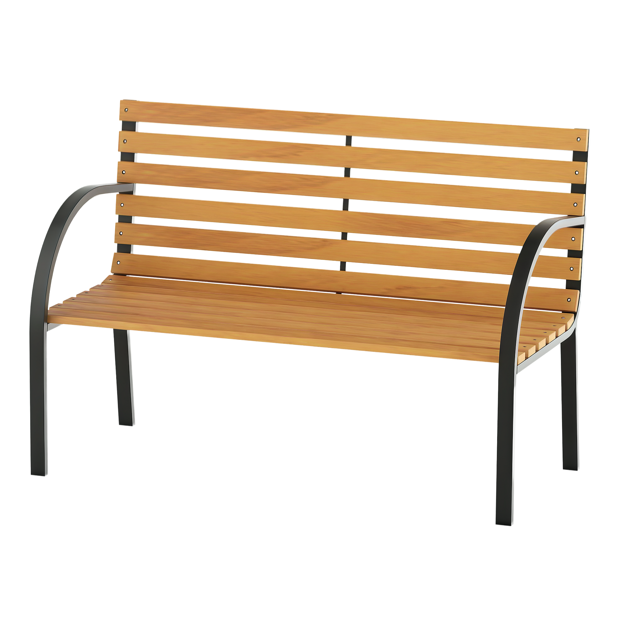 Gartenbank Sitzbank Parkbank 2-Sitzer Garten Stahl+Kiefernholz Natur B122 x T60 x H83 cm
