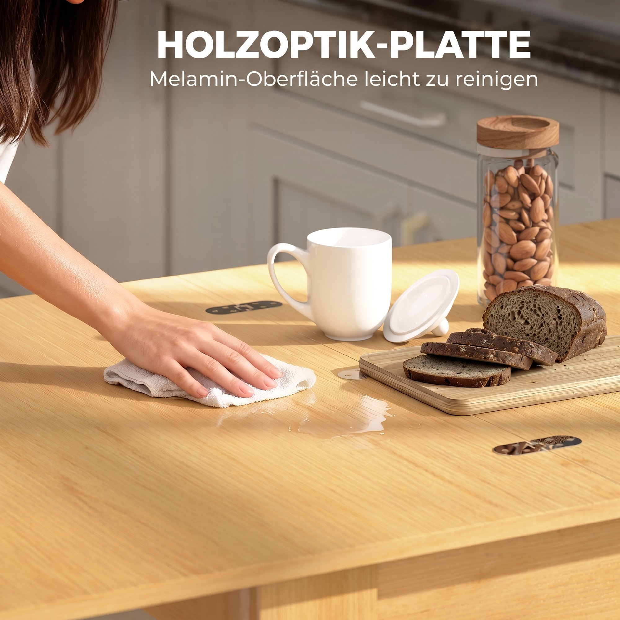 Esstisch Ausziehbar 70/140 x 80 cm Moderner Esszimmertisch für 4–6 Personen Platzsparend für Küche Esszimmer