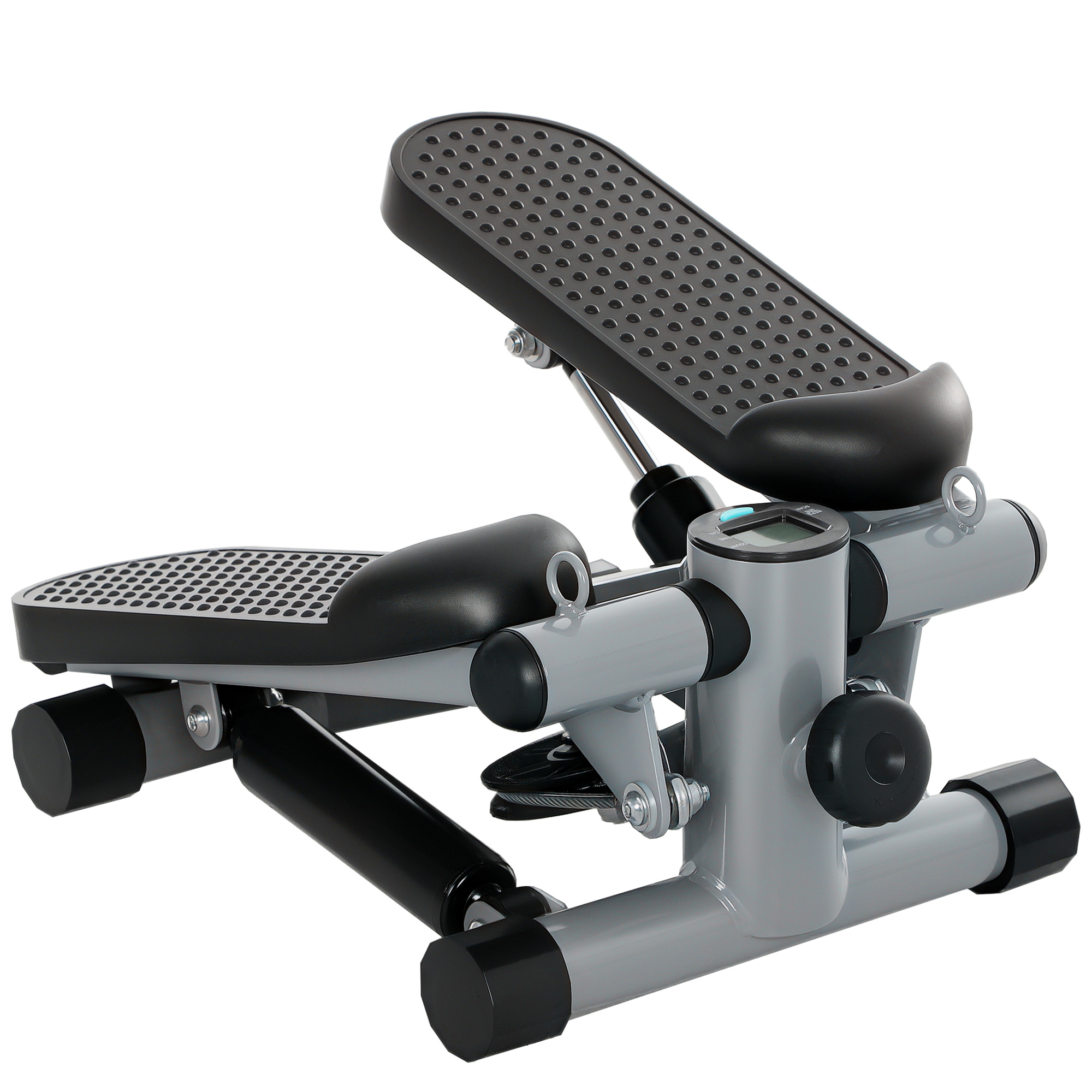 2 in 1 Mini-Stepper für Zuhause mit Power Ropes, LCD-Display Up-Down Swing Stepper 41 x 30,5 x 18,5 cm Grau