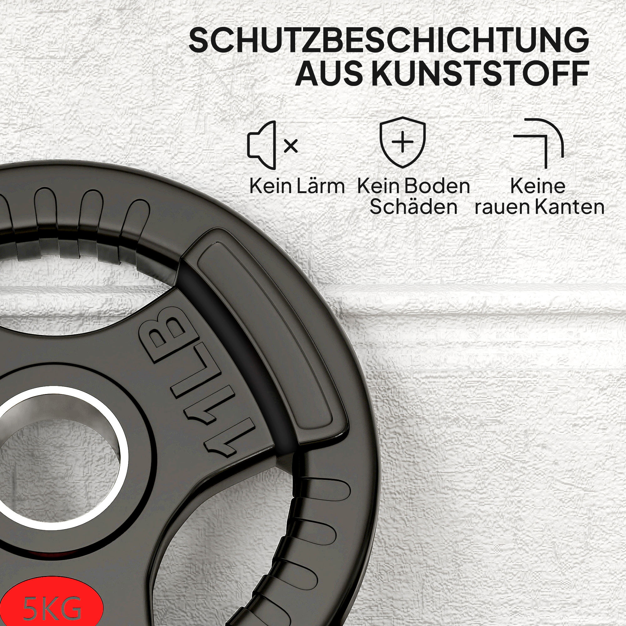2er-Set Hantelgewichte, 2 x 5 kg Gewichte, Hantelscheiben-Set für 5 cm Hantelstange, Ø 50 mm Bohrung, Schwarz