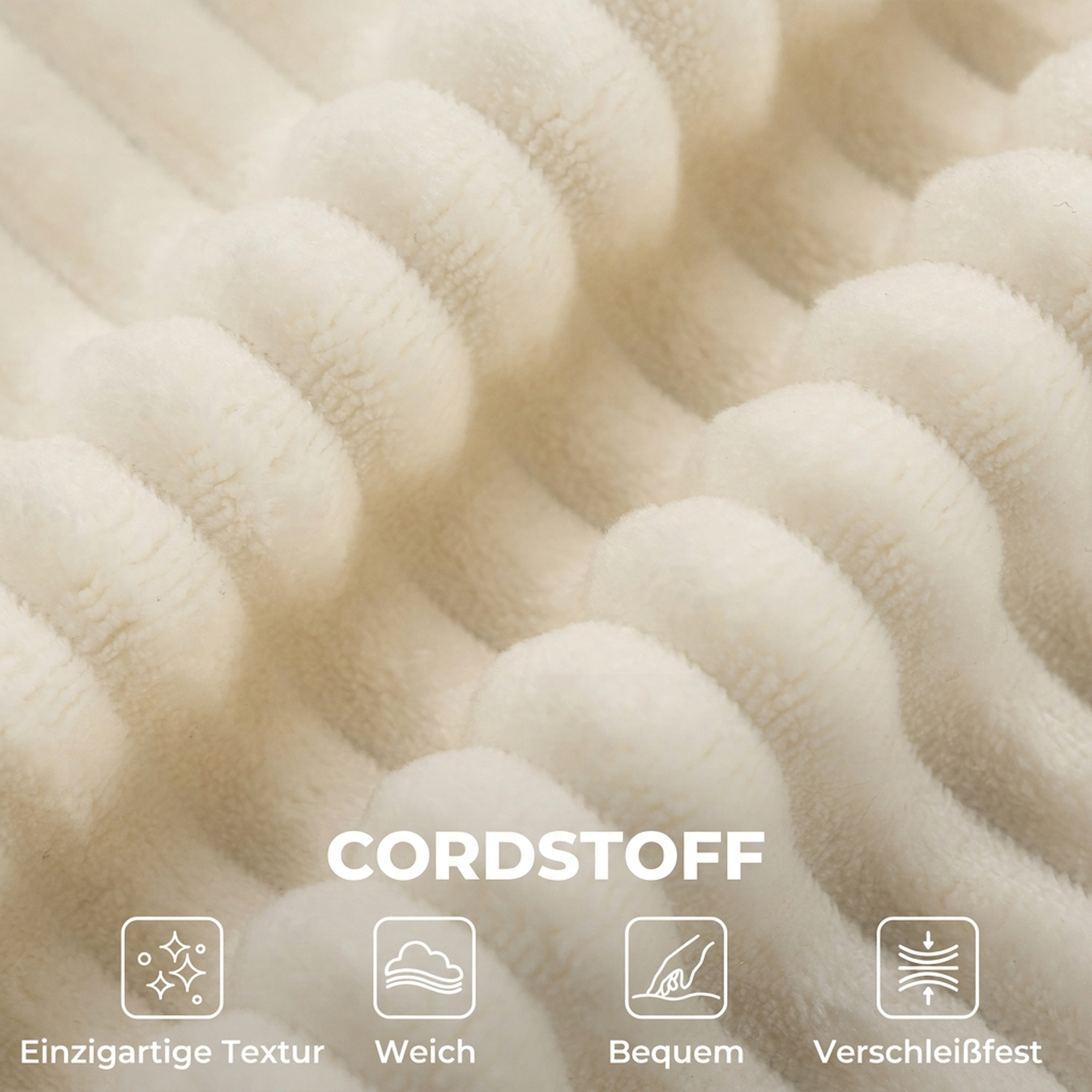 3-Sitzer-Sofa, modulares Cloud-Sofa ohne festen Rahmen, breite & tiefe Sitzfläche, Federpolsterung, Kordbezug, Beige