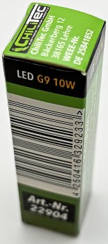 LED Stiftsockel G9, 10W, 1130lm, 330°, 230V, 3000K, warmweiß